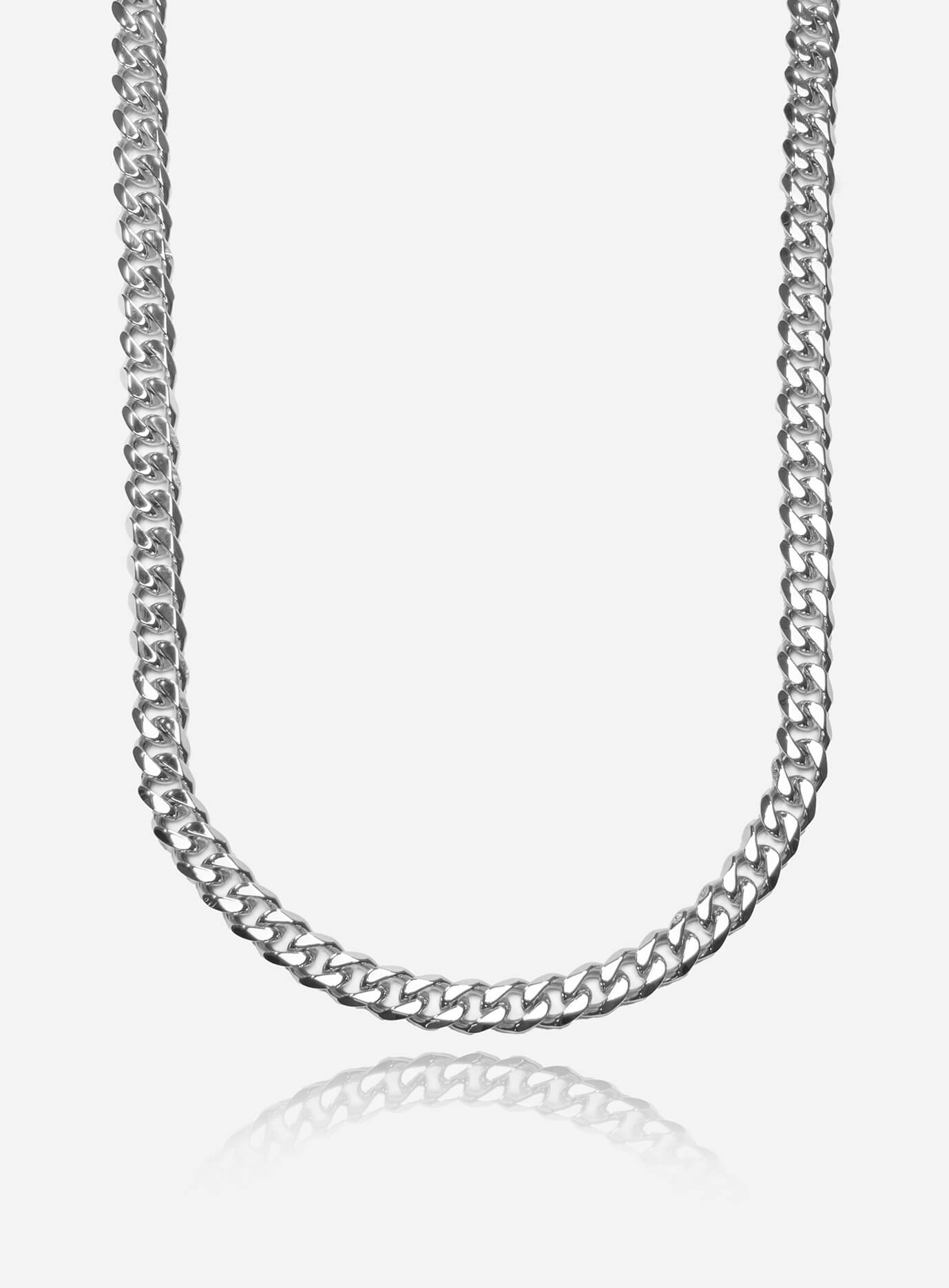 Gd Cuban Chain Stainless Steal White Gold Plated