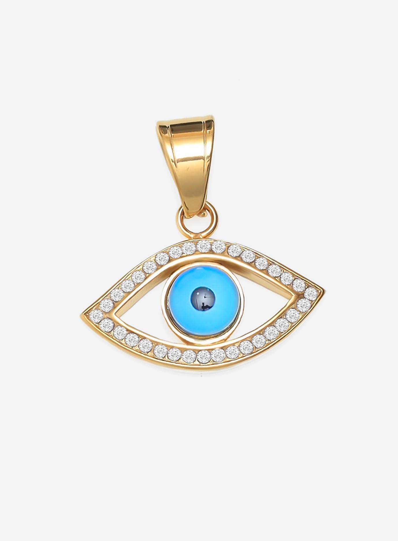 GD Gold Evil Eye Single Line Diamante Pendant