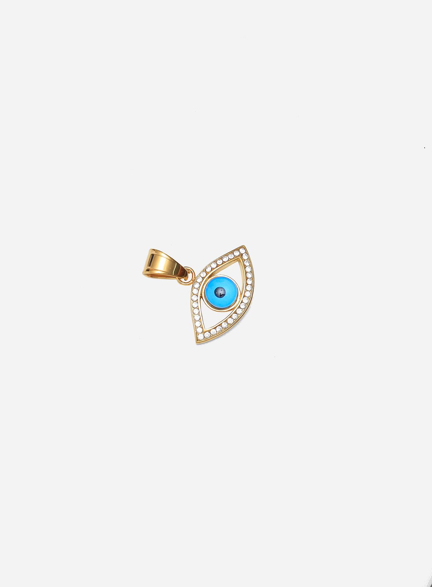 GD Gold Evil Eye Single Line Diamante Pendant