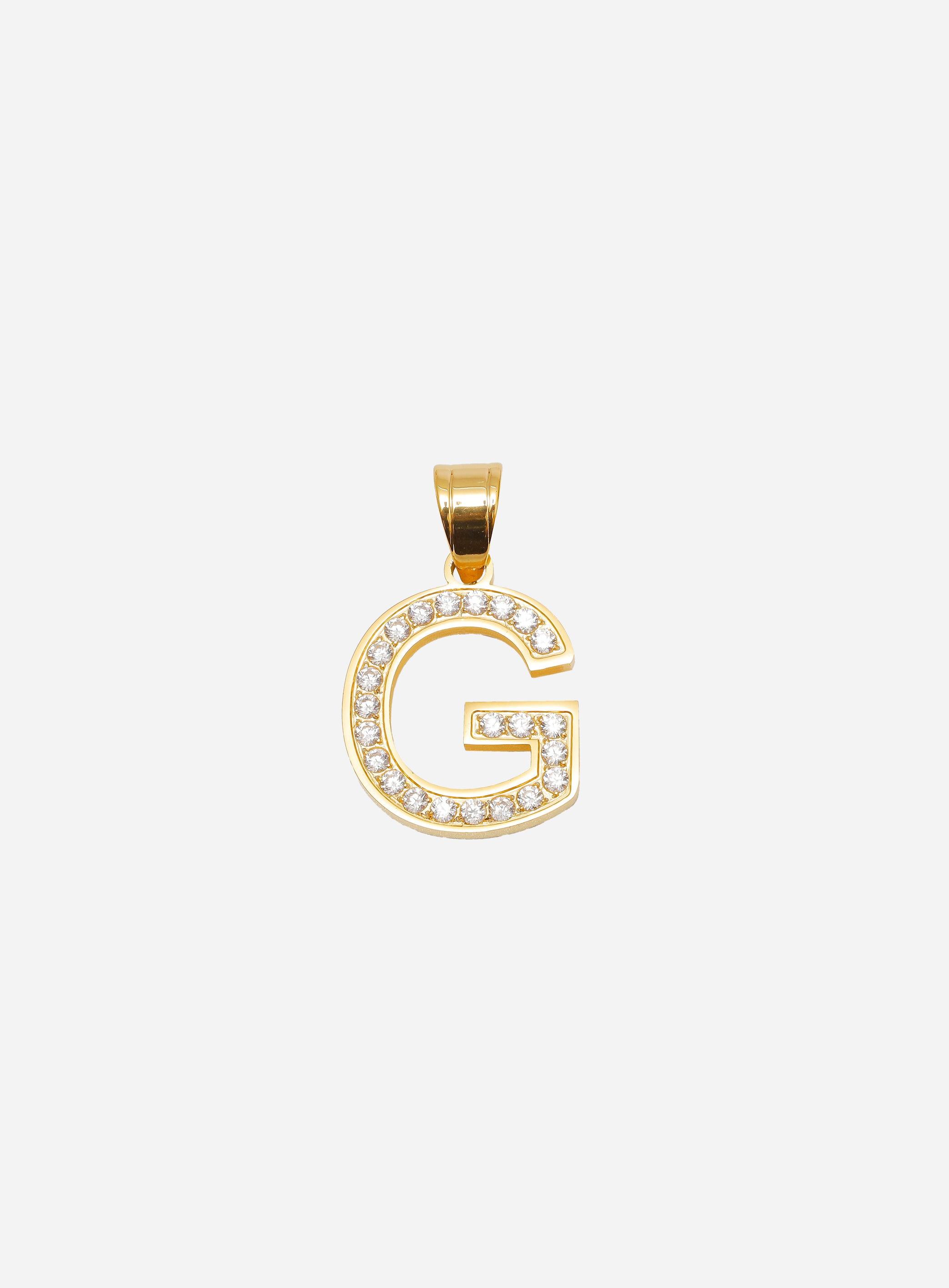 Gracias Dios Diamond Gold Letter G Pendant - Challenger Streetwear