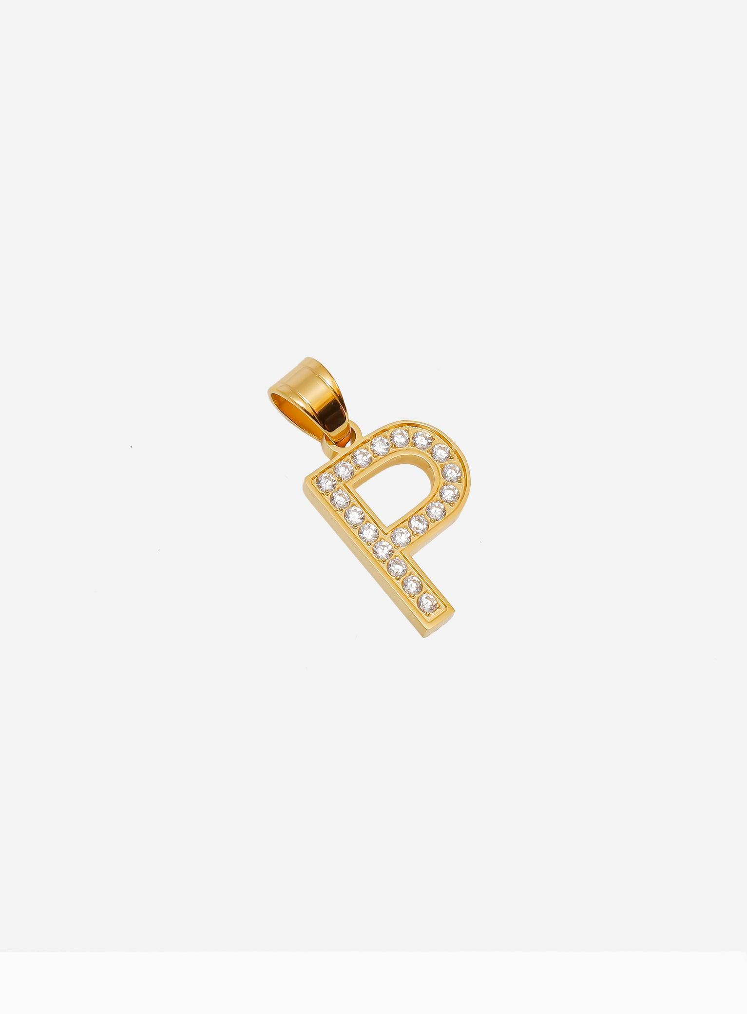 Gracias Dios Diamond Gold Letter P Pendant - Challenger Streetwear