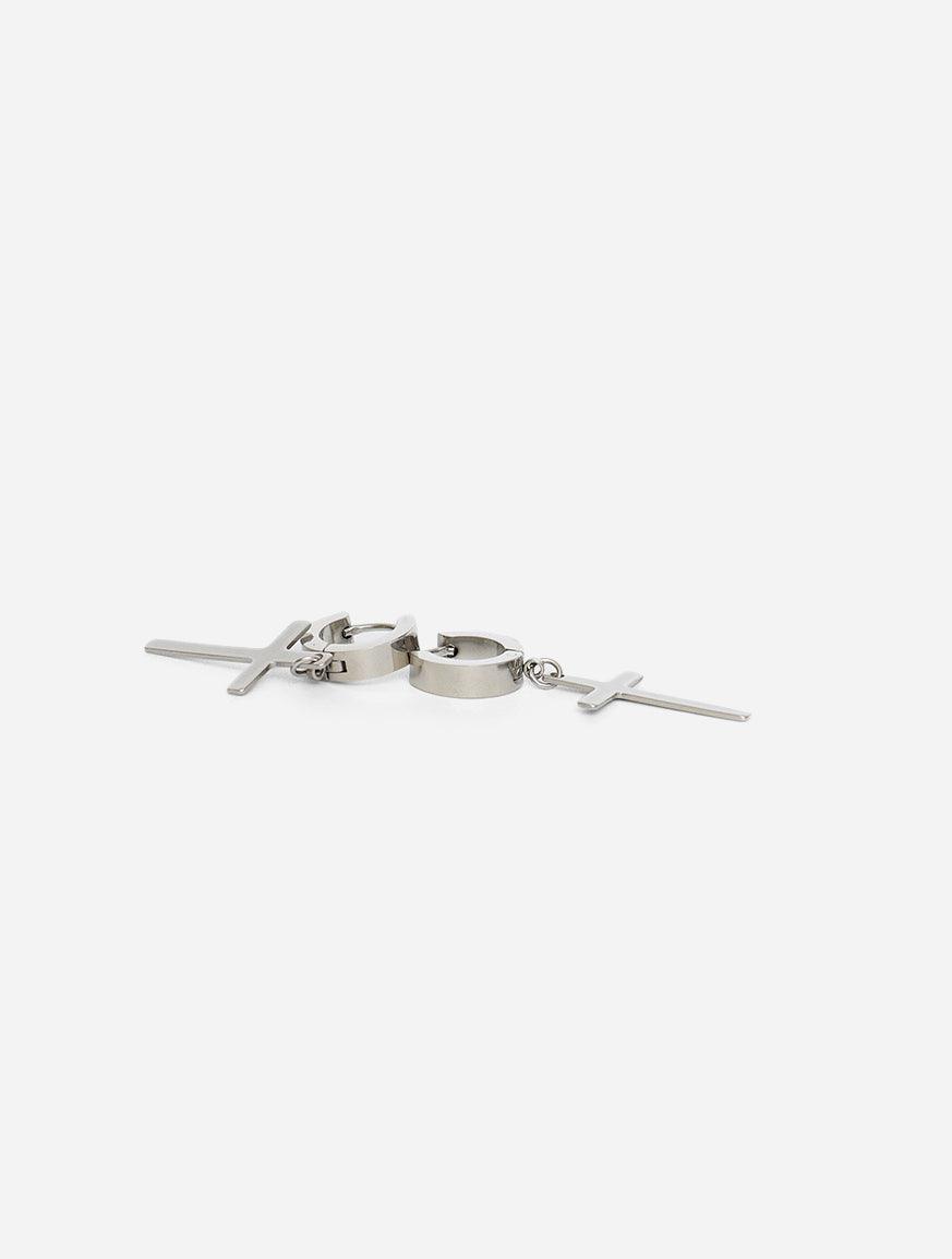 Gracias Dios GD Classic Long Cross Silver Earrings - Challenger Streetwear