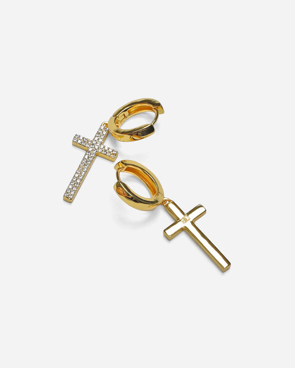 Beverly Cross Gold Hoop Earrings