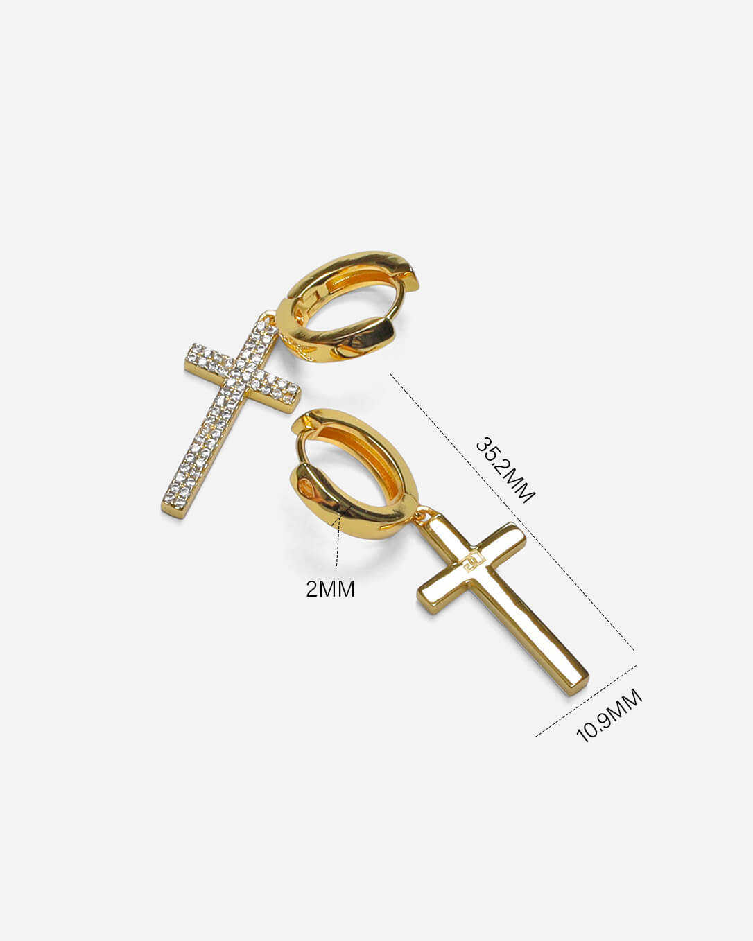 Beverly Cross Gold Hoop Earrings