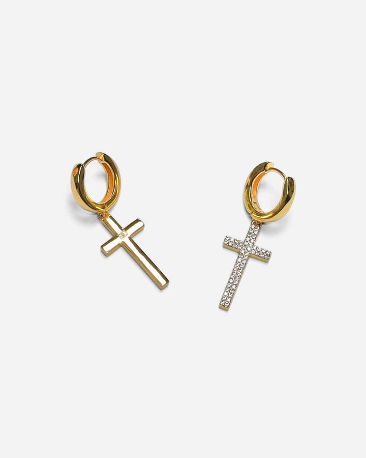 Beverly Cross Gold Hoop Earrings