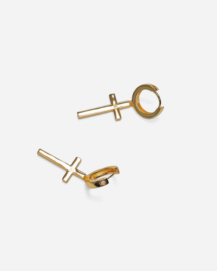 Beverly Cross Gold Hoop Earrings