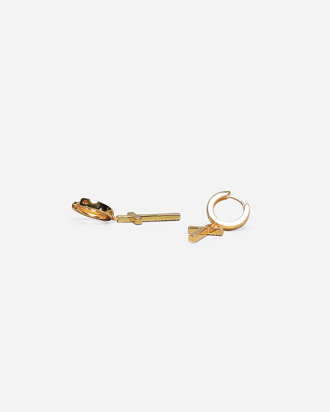 Beverly Cross Gold Hoop Earrings