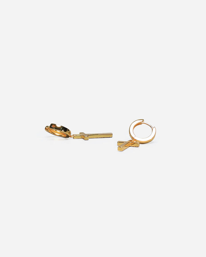 Beverly Cross Gold Hoop Earrings
