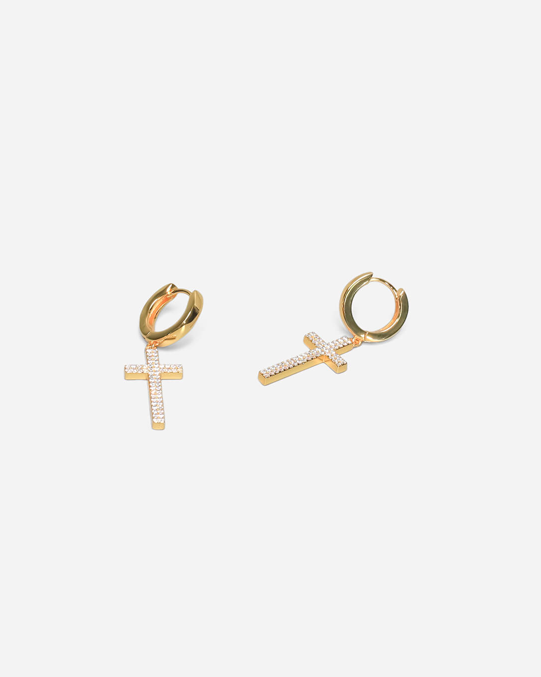 Beverly Cross Gold Hoop Earrings