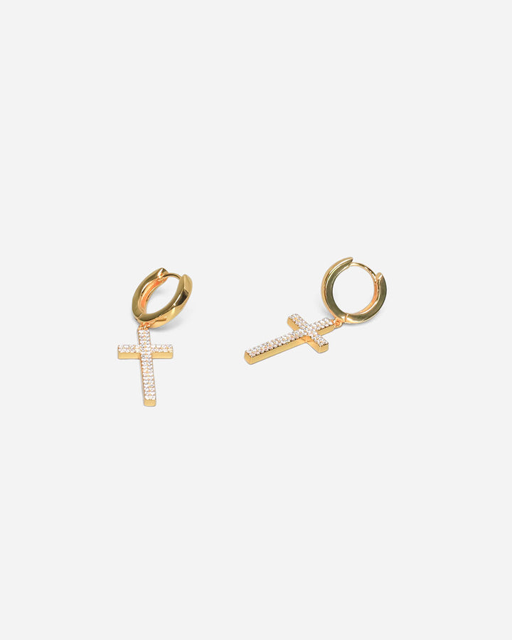 Beverly Cross Gold Hoop Earrings