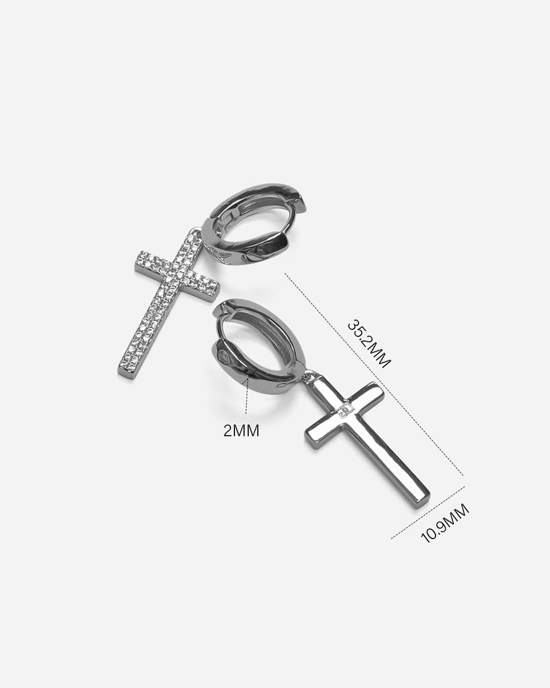 Beverly Cross Silver Hoop Earrings