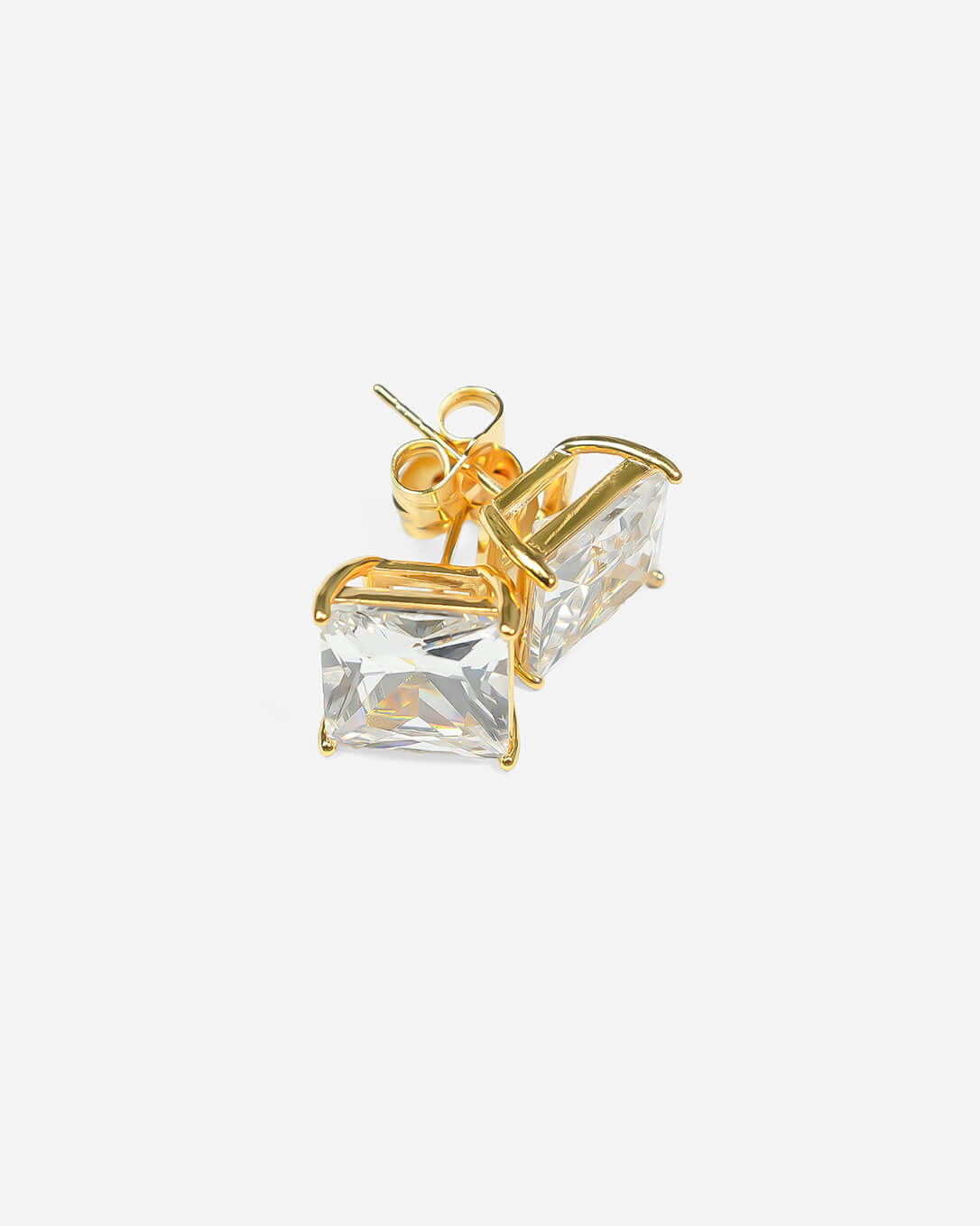 GD Square Basket Set Solitaire Stud Earrings 8mm