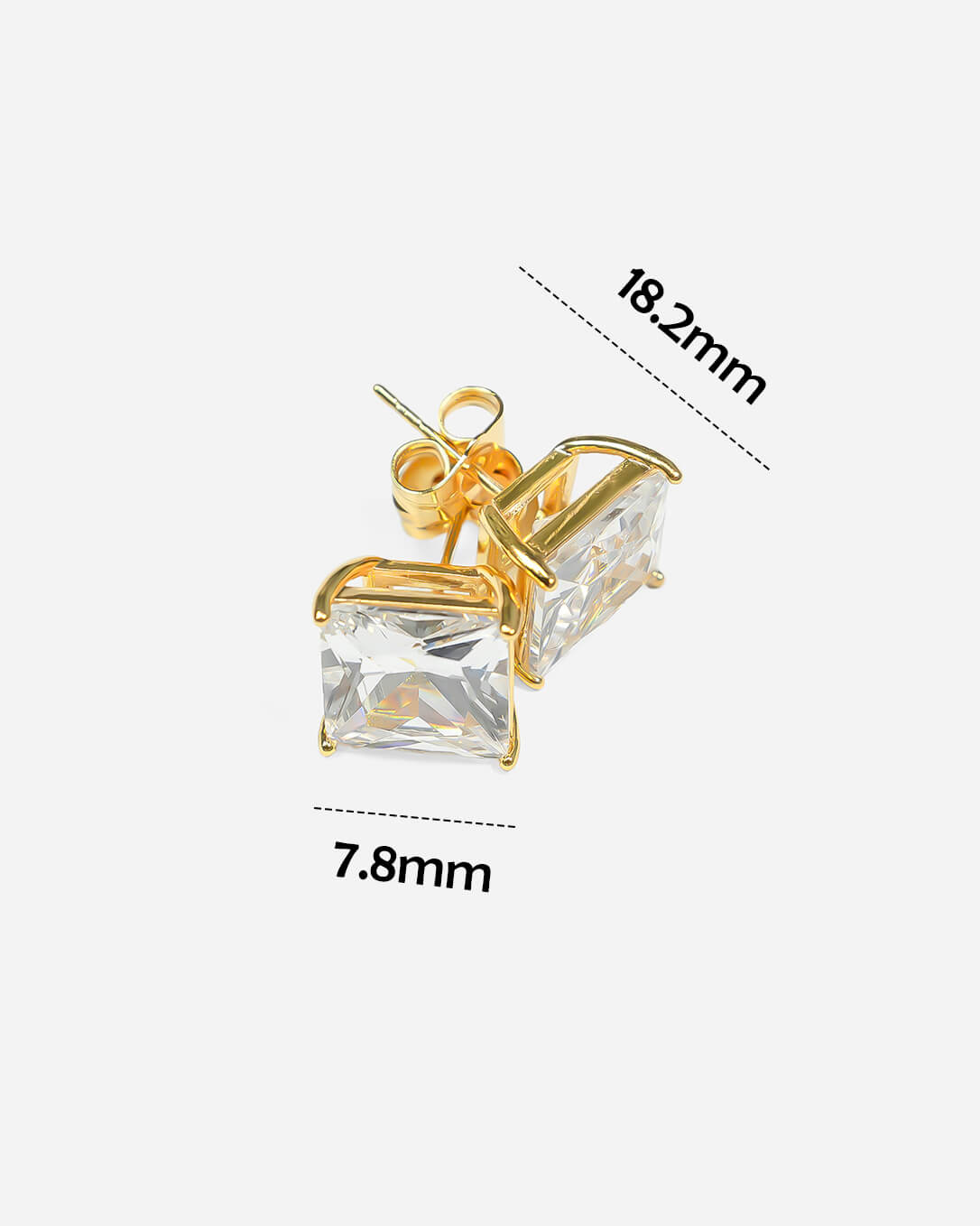 GD Square Basket Set Solitaire Stud Earrings 8mm