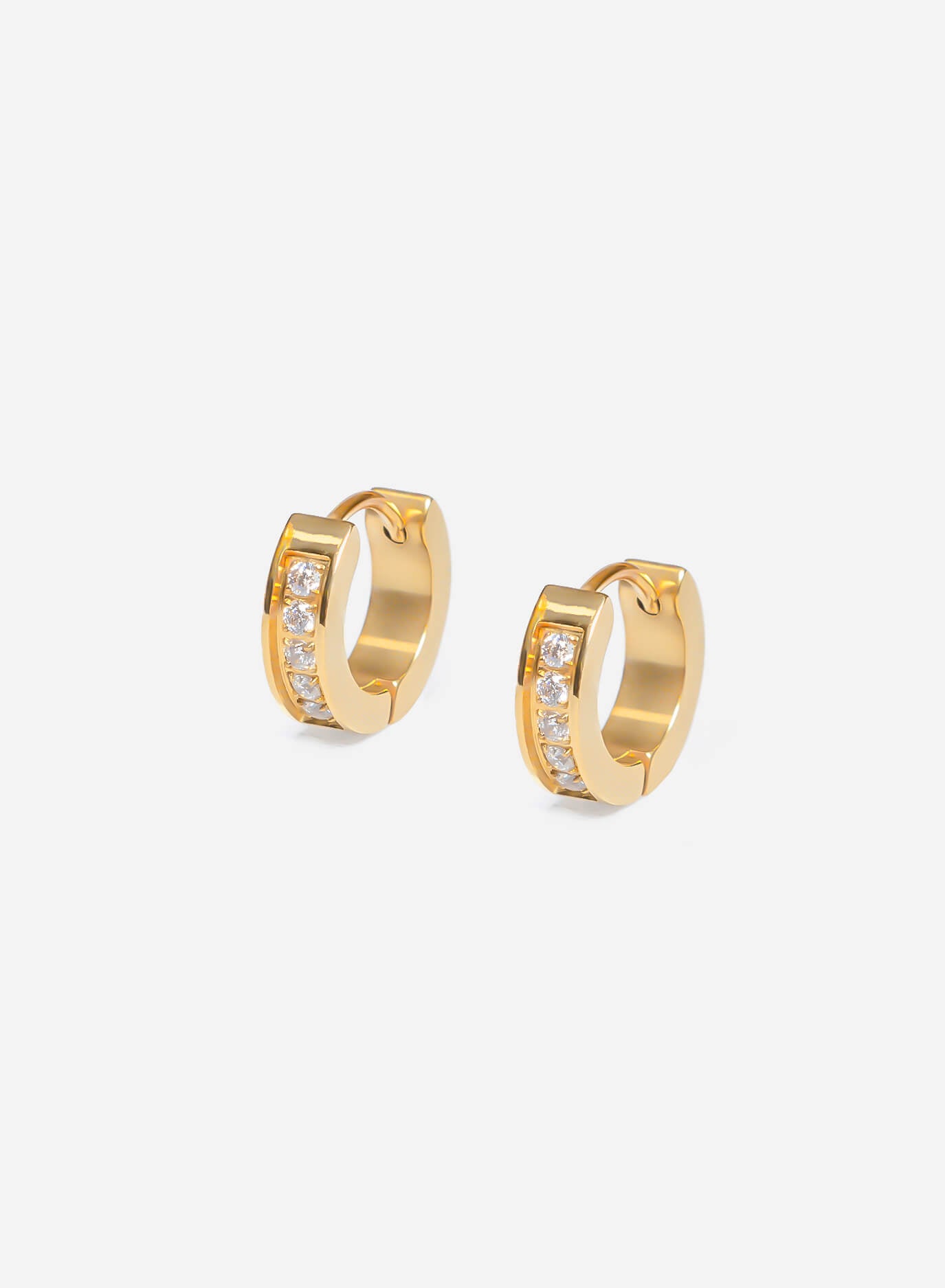 Hoops Cubic Zirconia Ice Earrings Gold-Tone