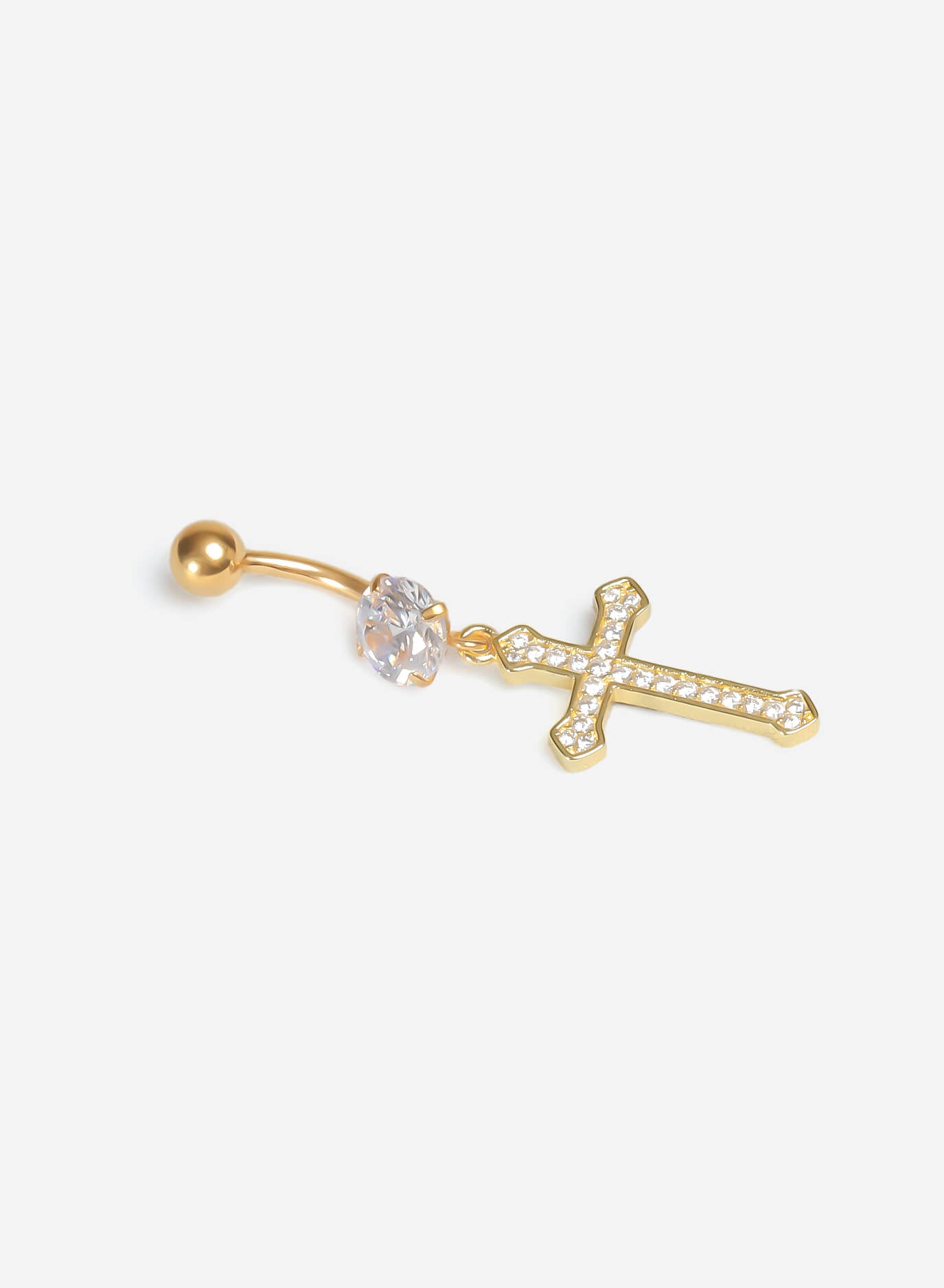 GD Cross Dangle Belly Ring - stainless steal