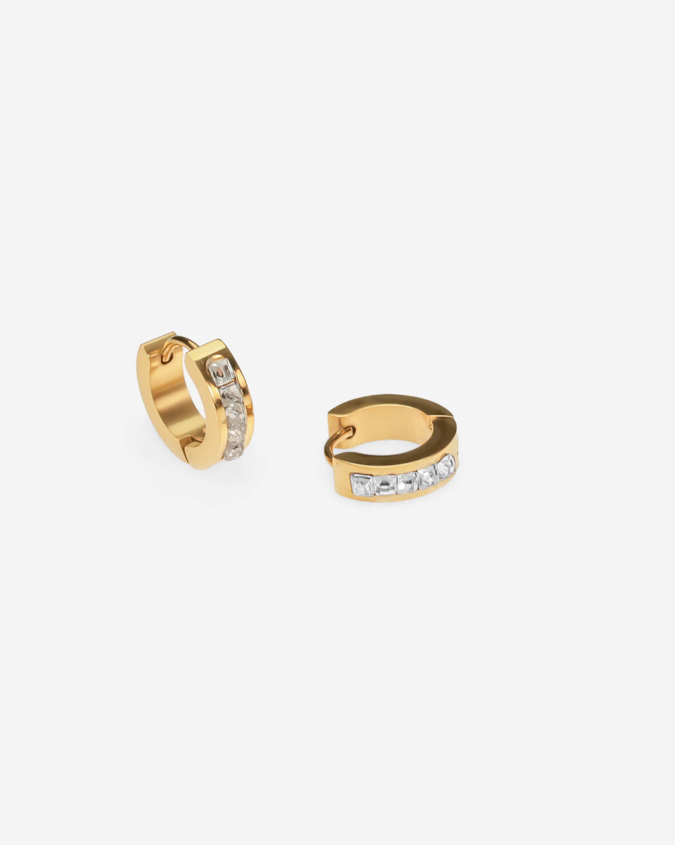 GD Diamond Pave Hoop Earrings Gold-Tone