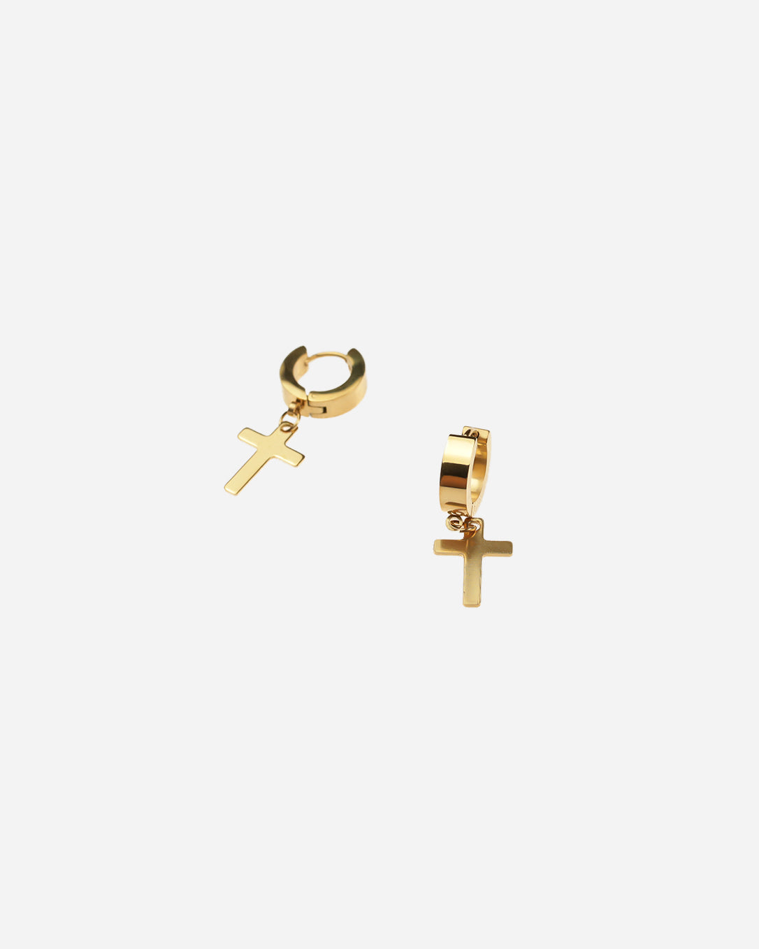 GD Cross Hoops Earrings Gold Tone