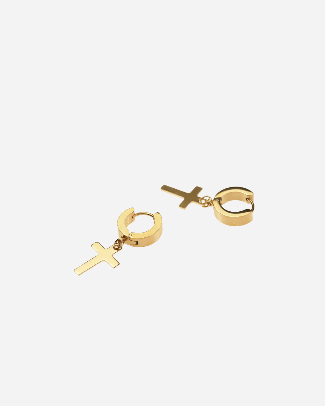 GD Cross Hoops Earrings Gold Tone