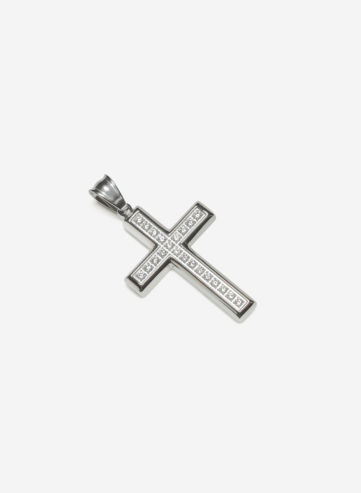 Square cubic zirconia Cross Pendant Silver-Tone