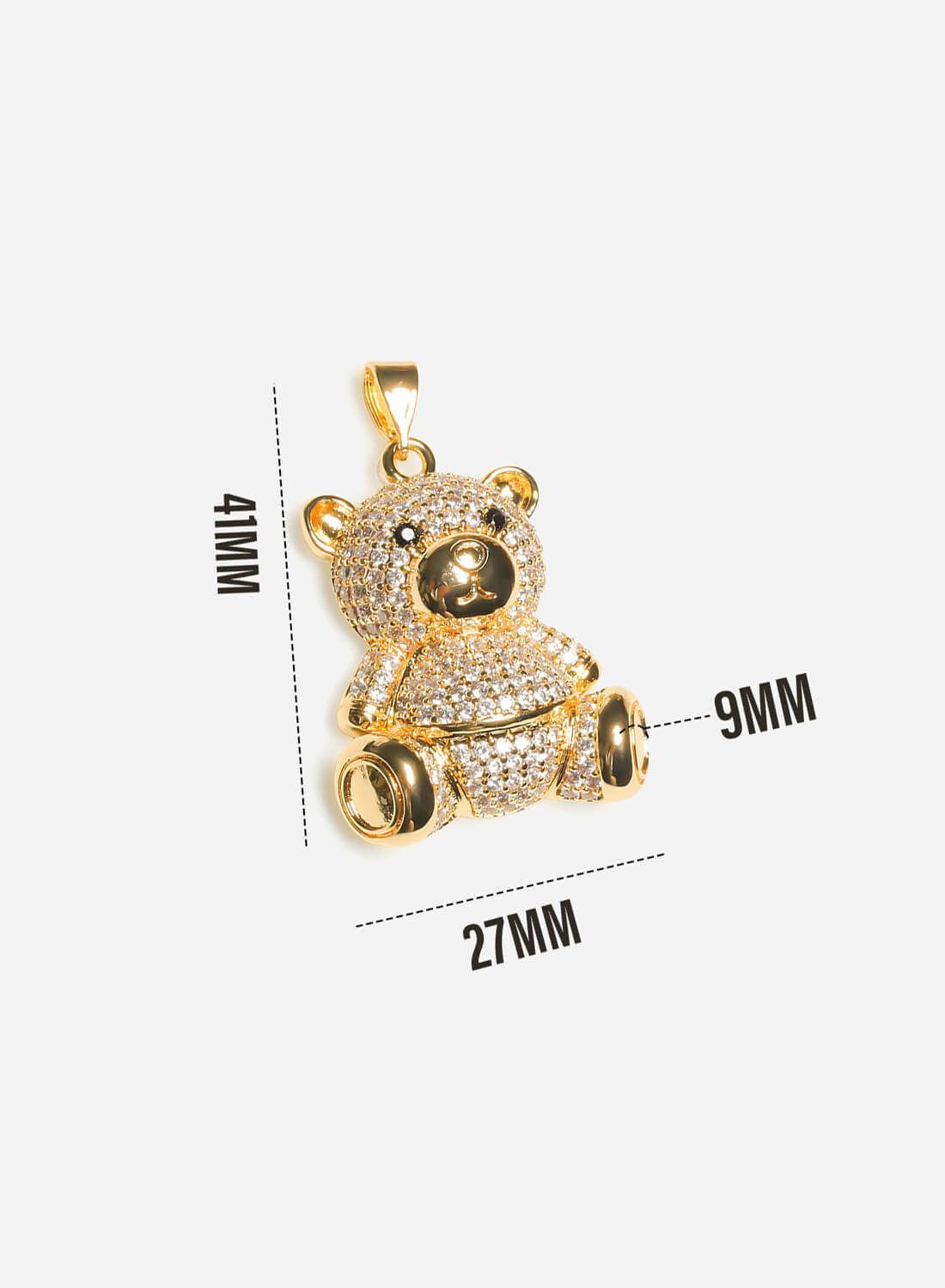 Teddy Bear Iced Pendant Gold-Tone