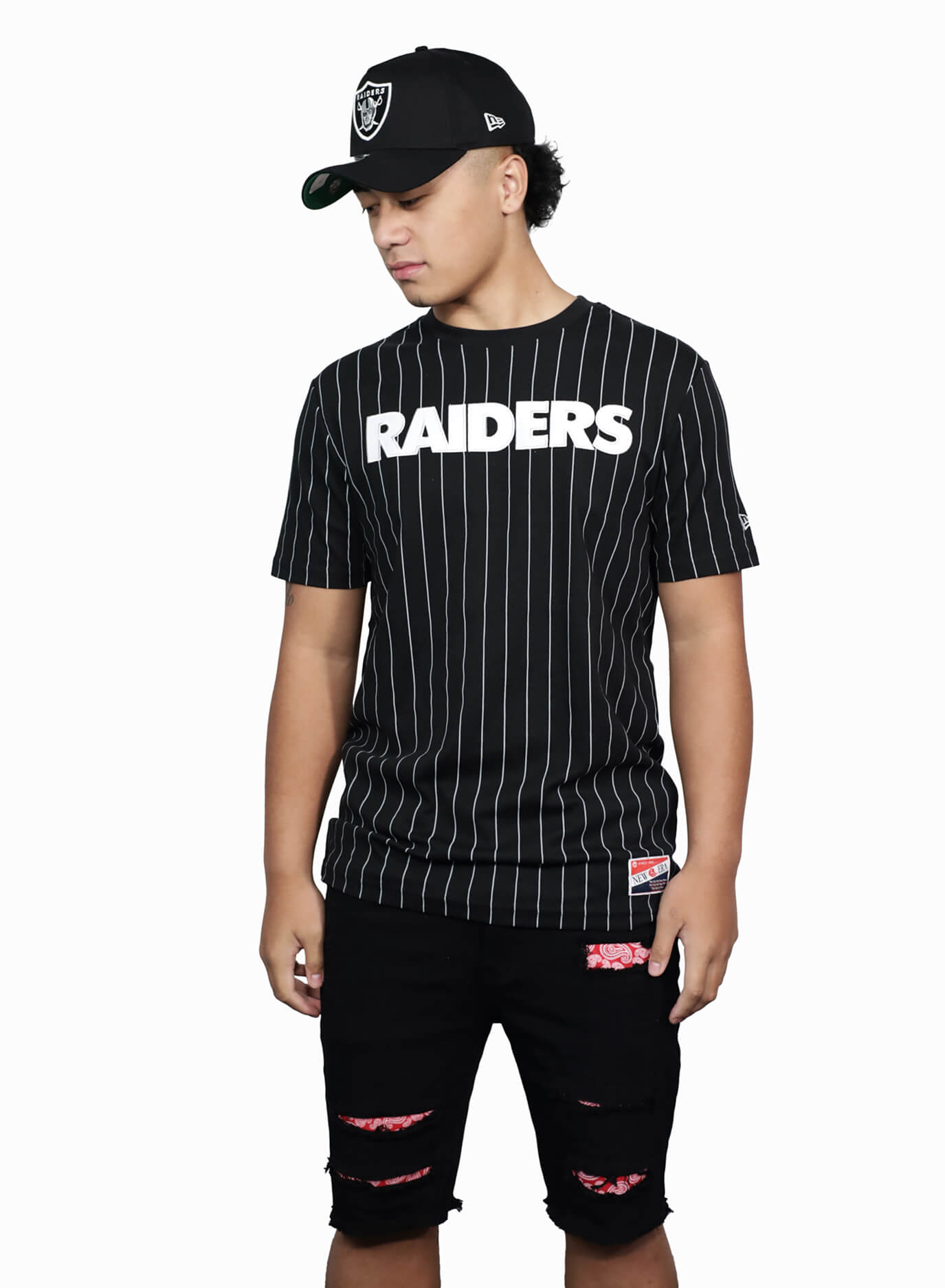 Las Vegas Raiders Pinstripe Graphic Oversized T-Shirt