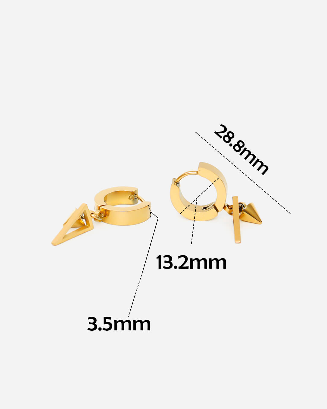 GD Triangle Dangle Drop Earrings Gold Tone