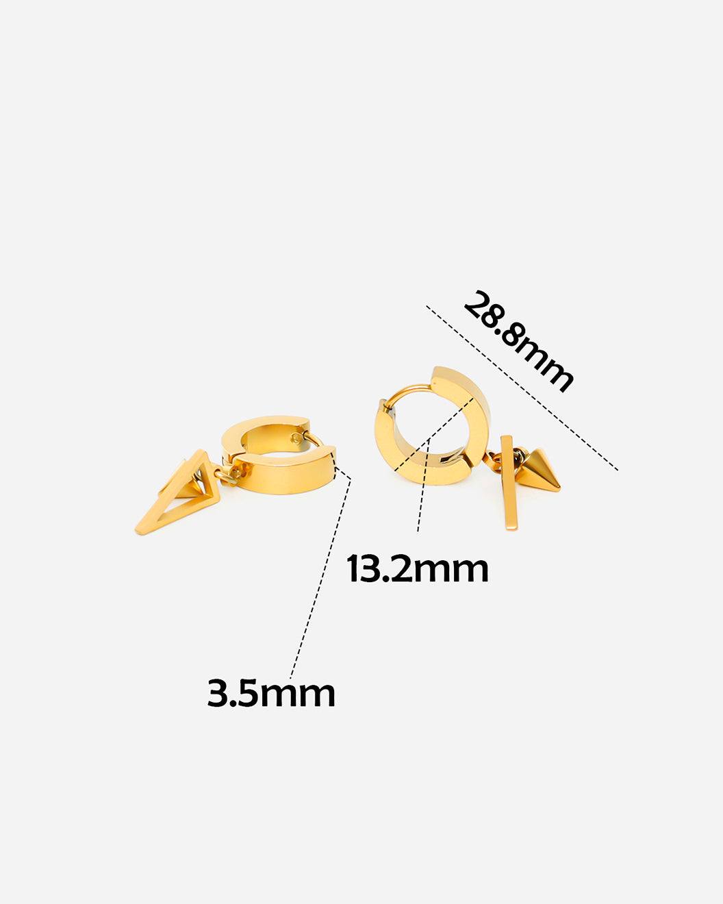 Punk Hip Hop Style Triangle Drop Earrings Gold plated