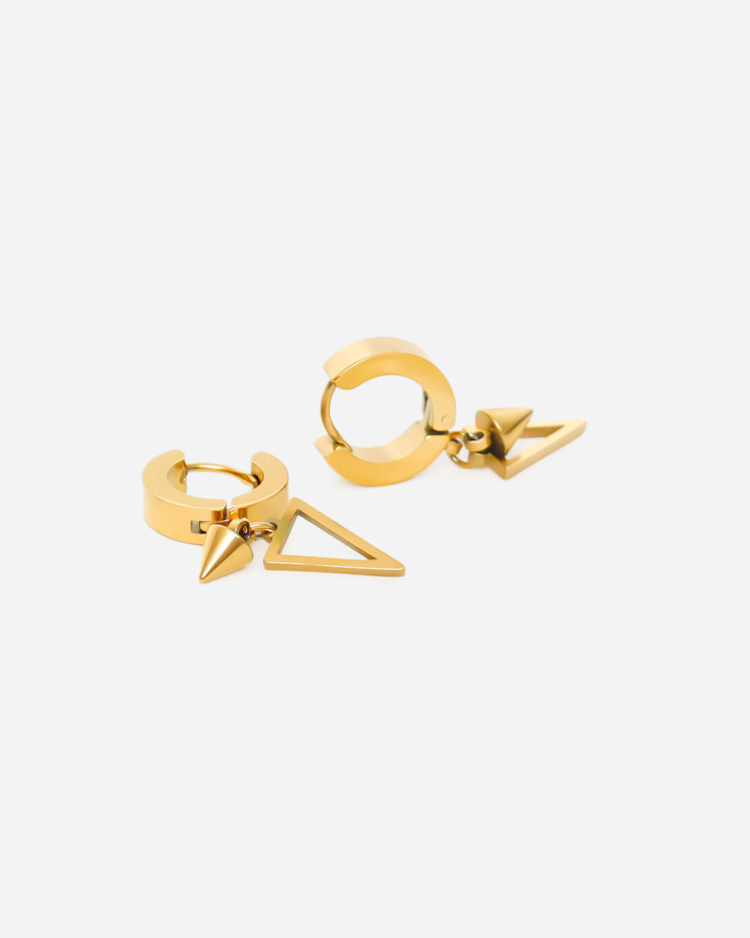 GD Triangle Dangle Drop Earrings Gold Tone