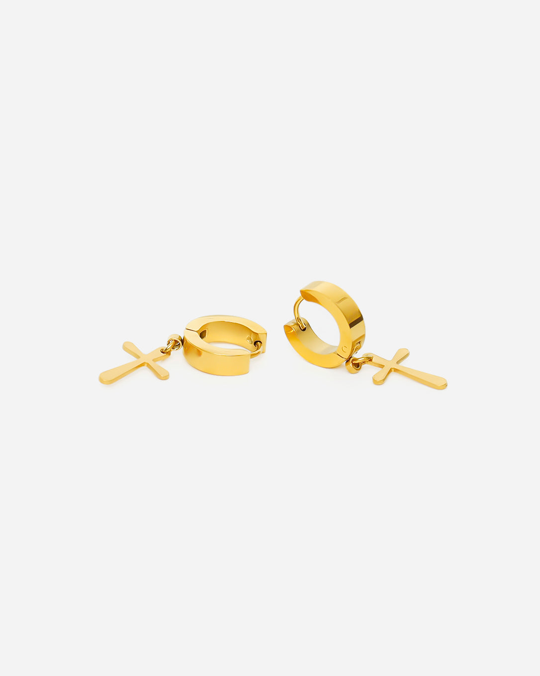 Cross Hoop Egyptian Earrings Gold Tone