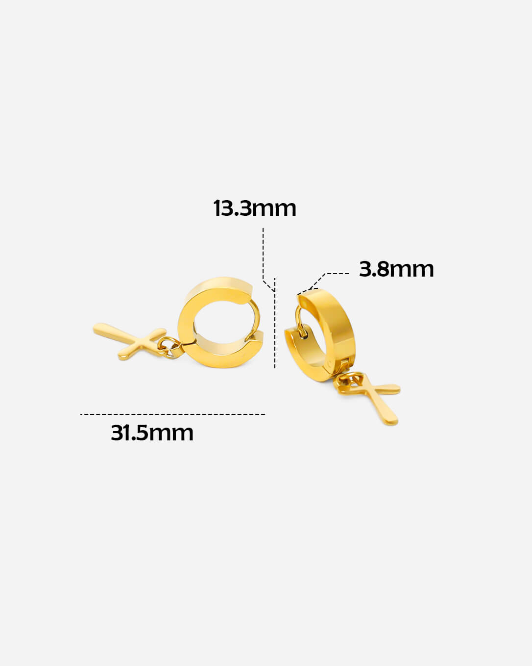 Cross Hoop Egyptian Earrings Gold Tone