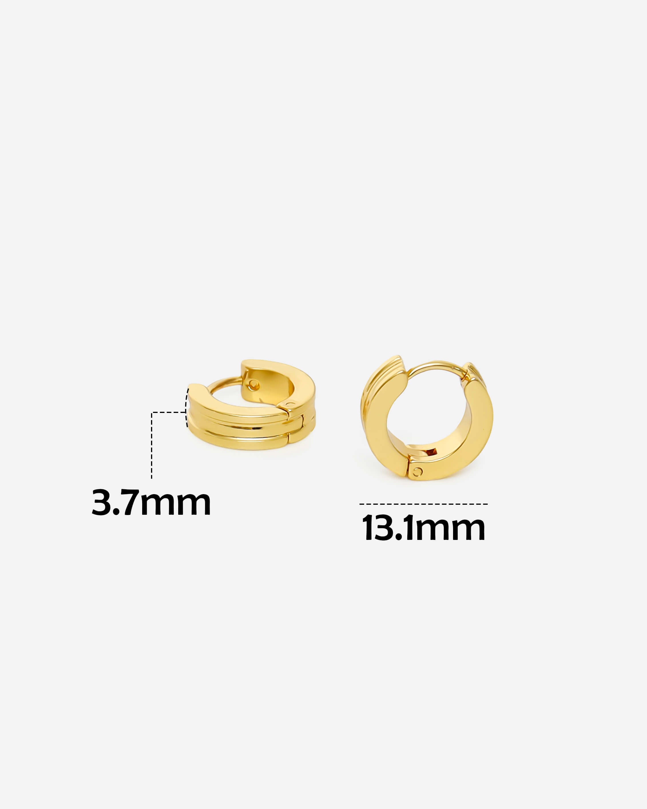 GD Grooved Hoop Huggie Earrings Gold Tone