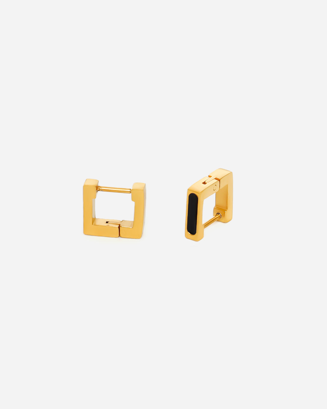 GD Square Shape Earring Black/Gold