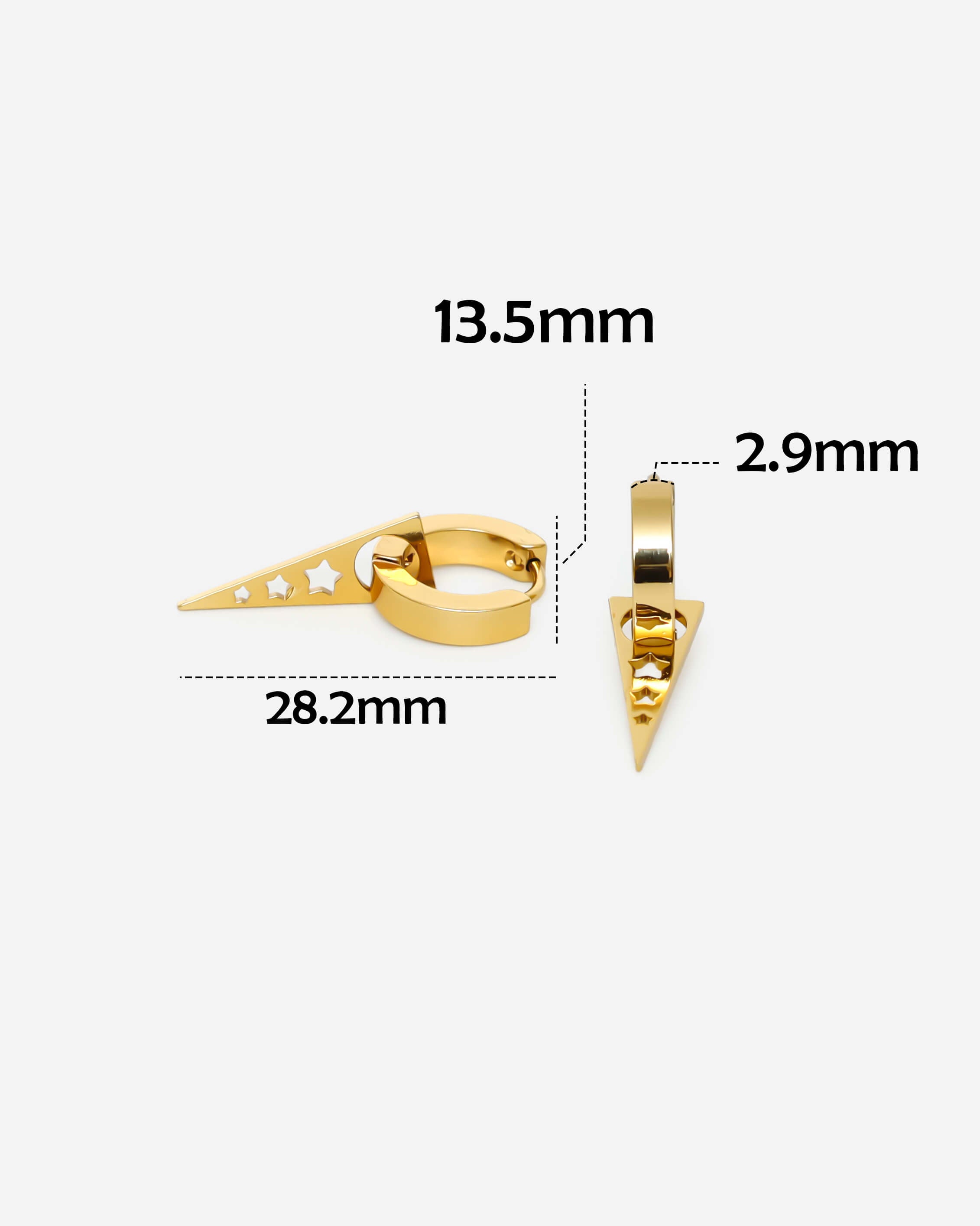 GD Detachable Spike Dangle Earrings Gold Tone