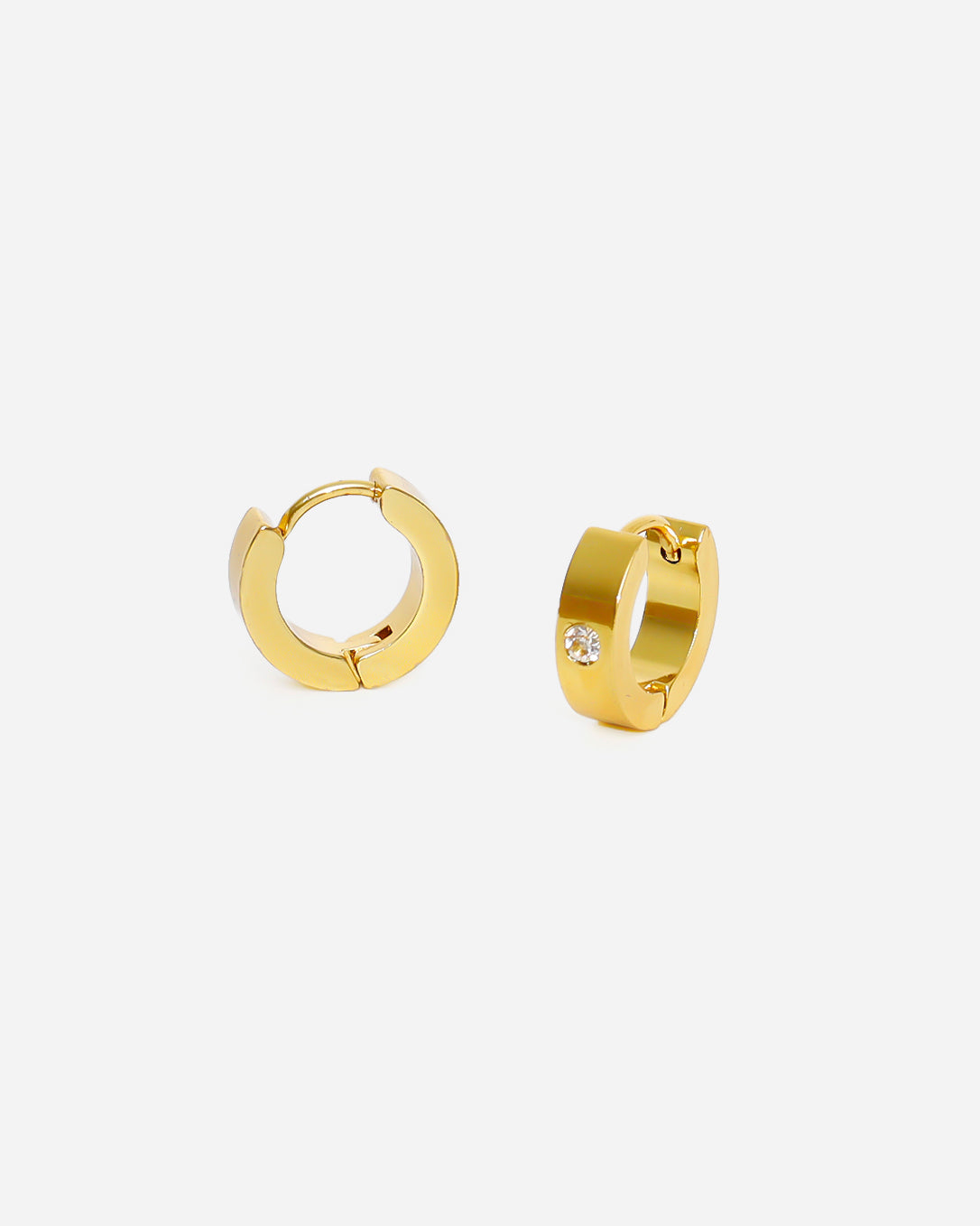 GD Hoops Stainless Steel Zirconia Earrings Gold Plated