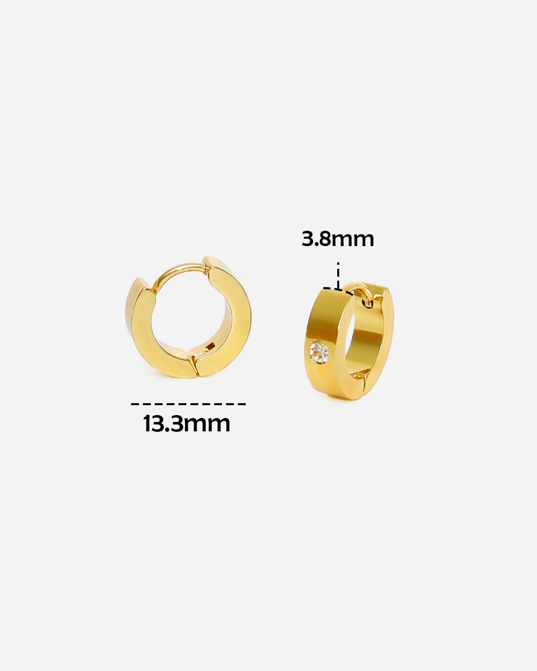 GD Hoops Stainless Steel Zirconia Earrings Gold Plated