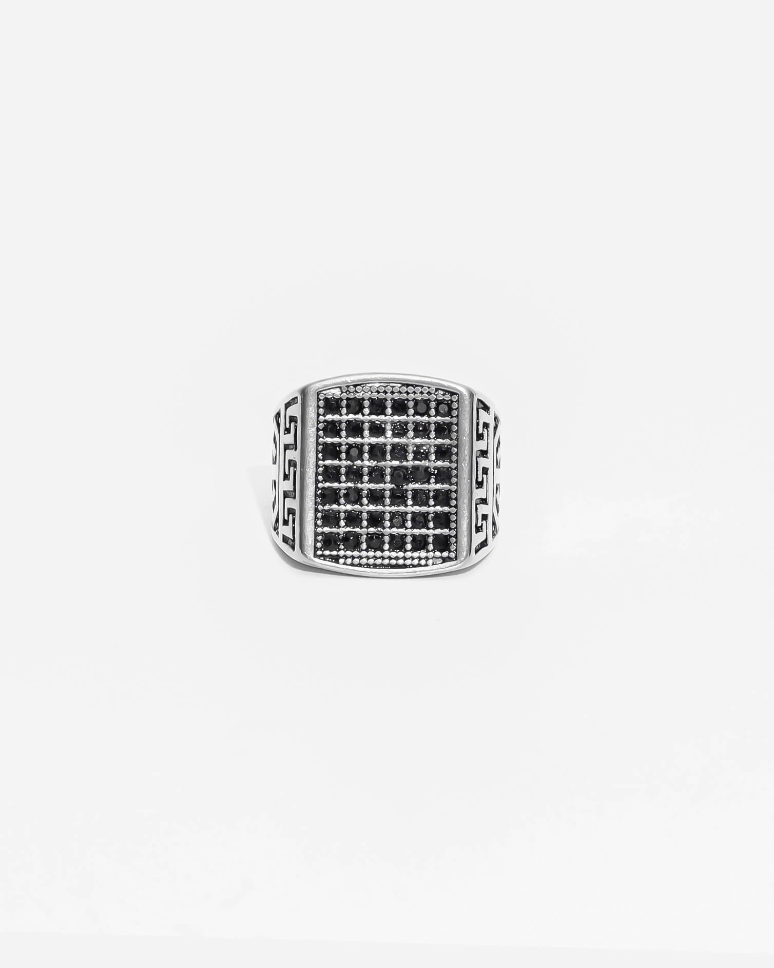 GD Squire Black Zirconia Ring Silver Plated