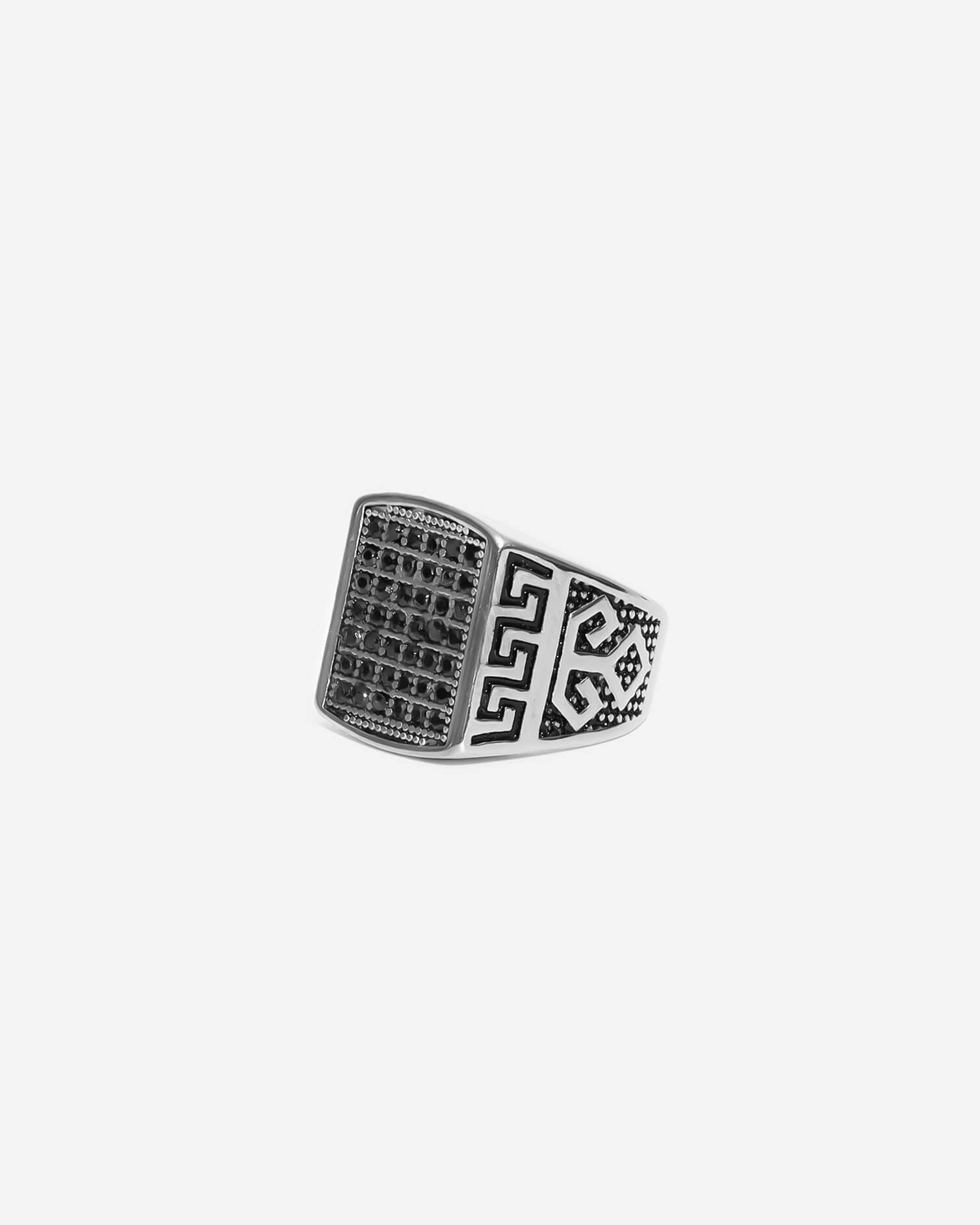 GD Squire Black Zirconia Ring Silver Plated