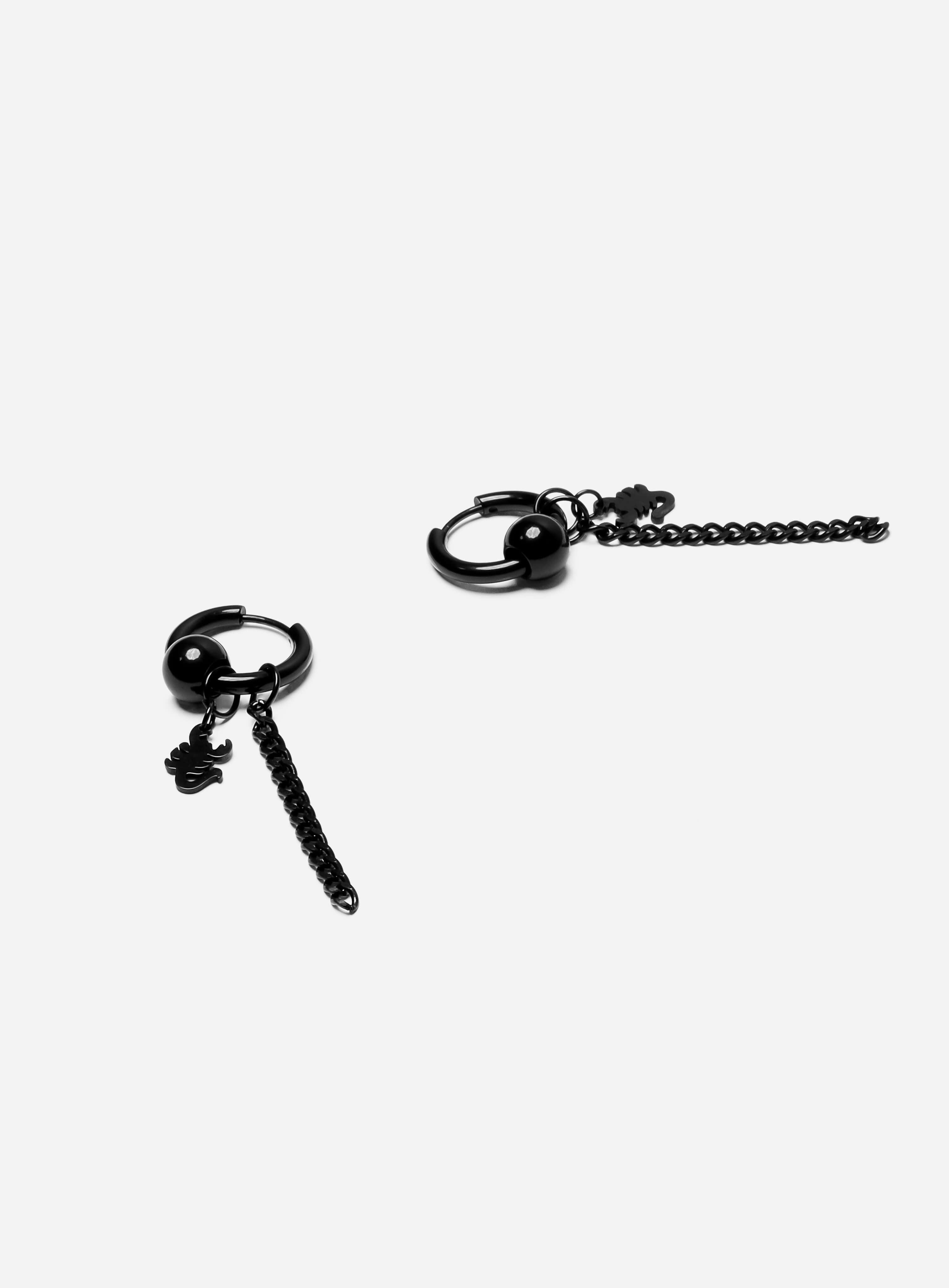 GD Dangling Scorpion Hoop Earring Black