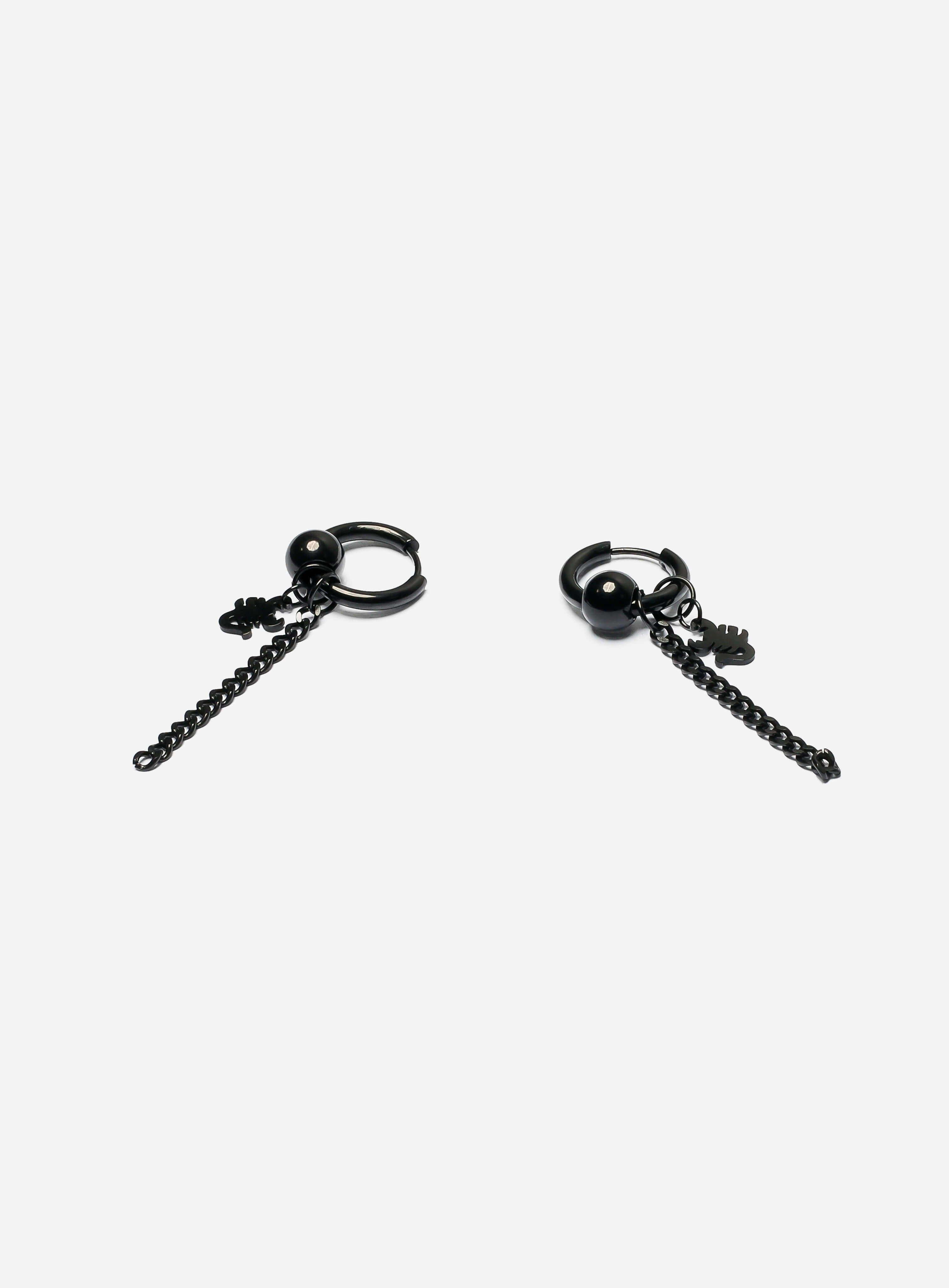 GD Dangling Scorpion Hoop Earring Black