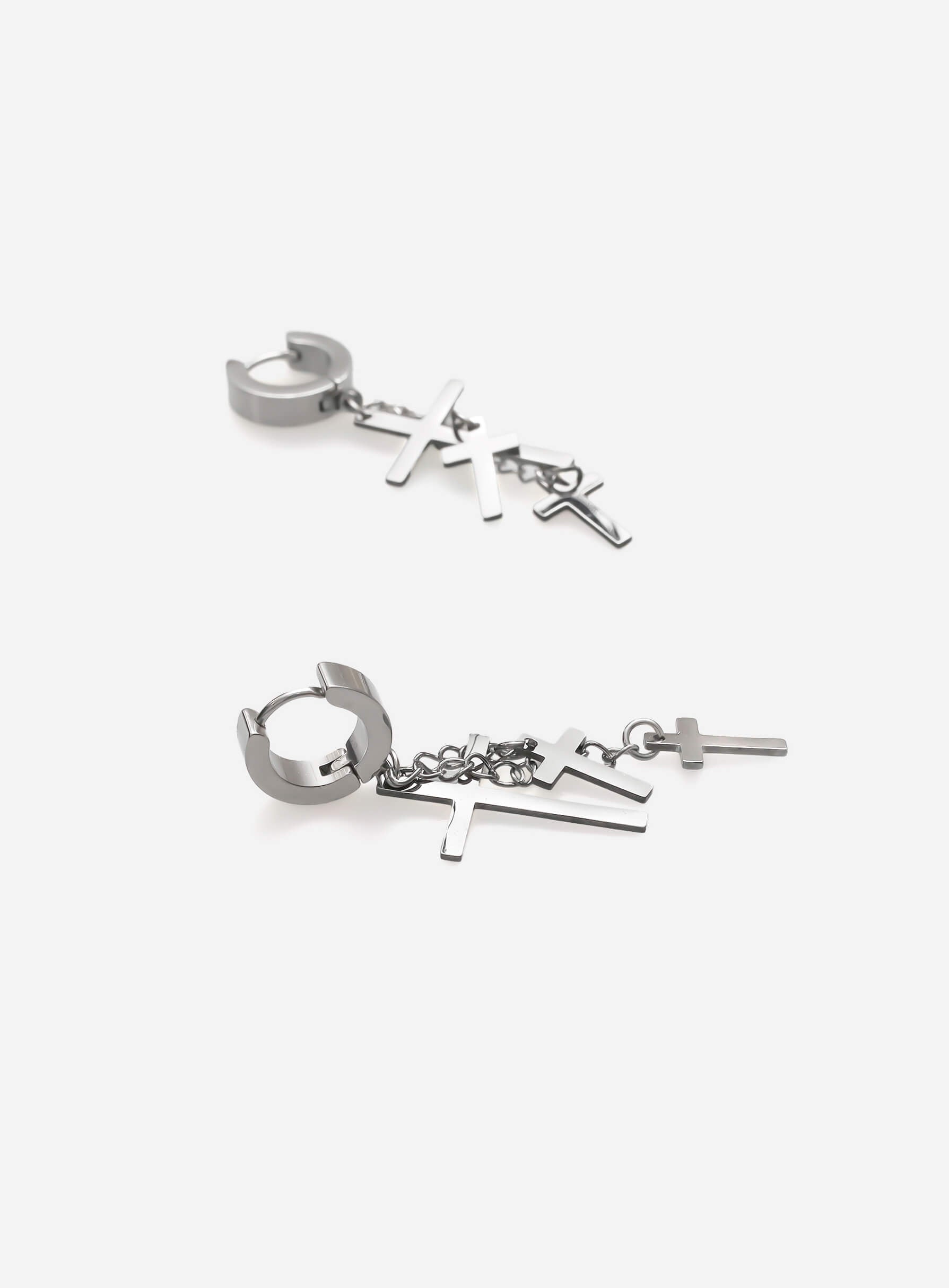 GD Cross Dangle Steel Earrings