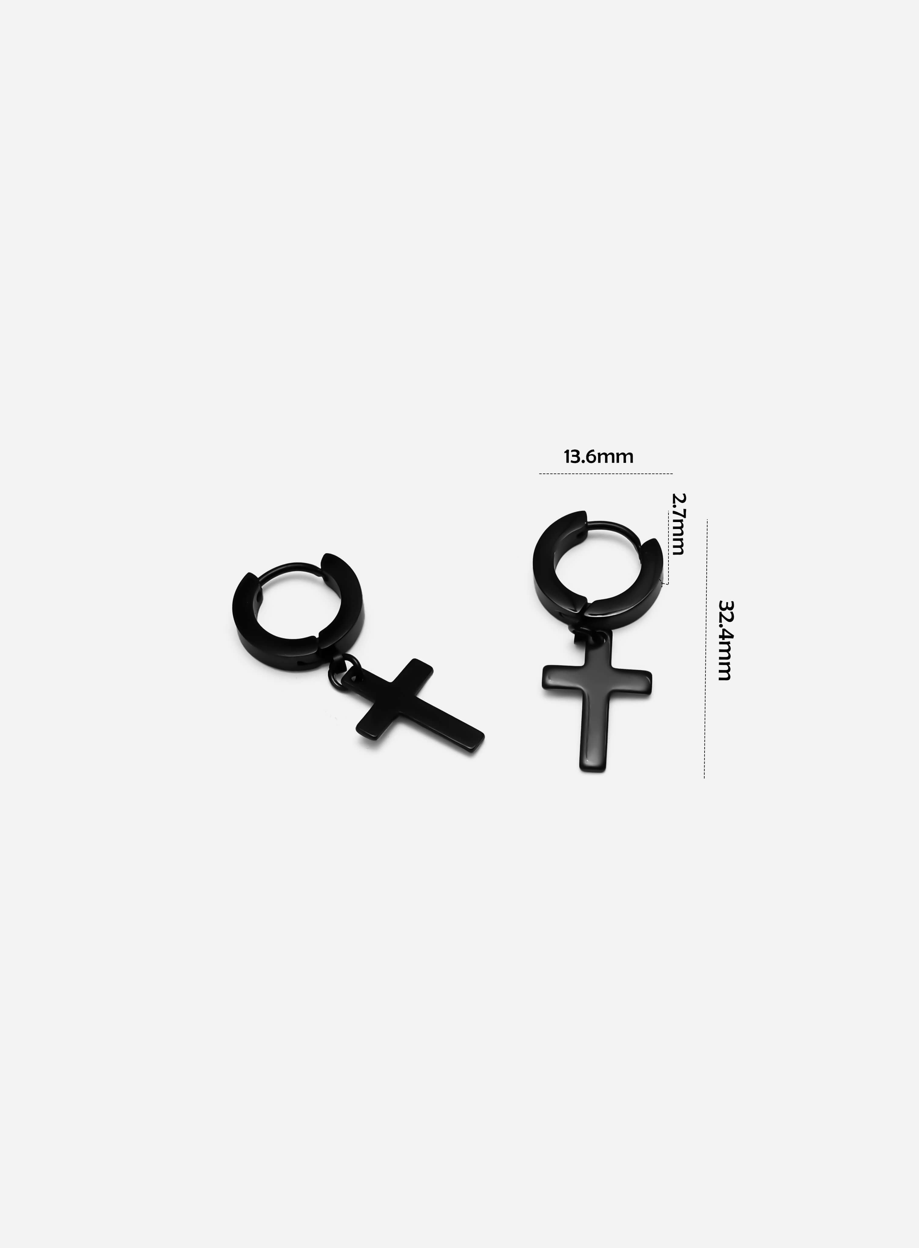 GD Classic Cross Black Hoop Earring