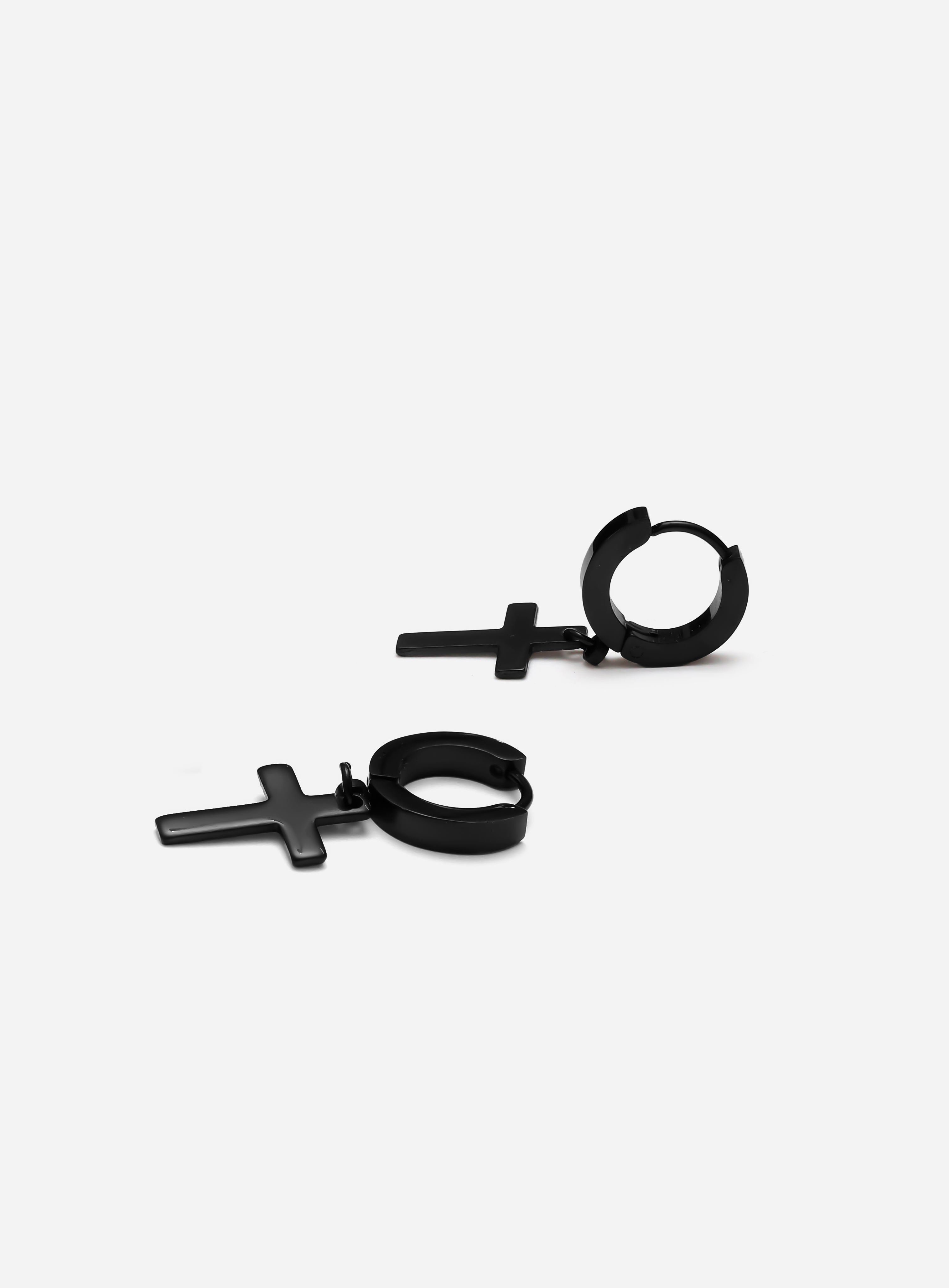 GD Classic Cross Black Hoop Earring