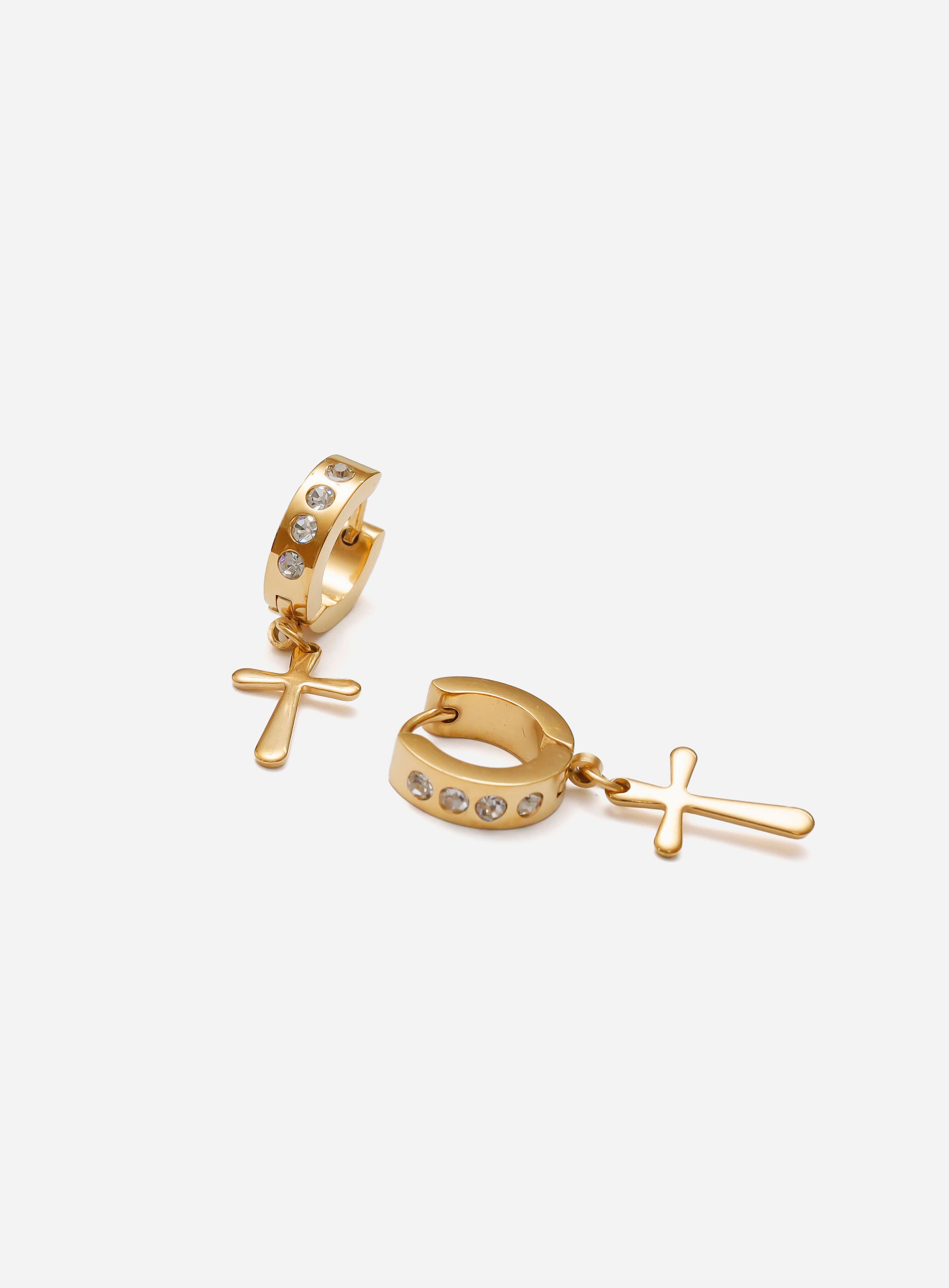 GD Egyptian Icy Hoop Earrings Gold Tone