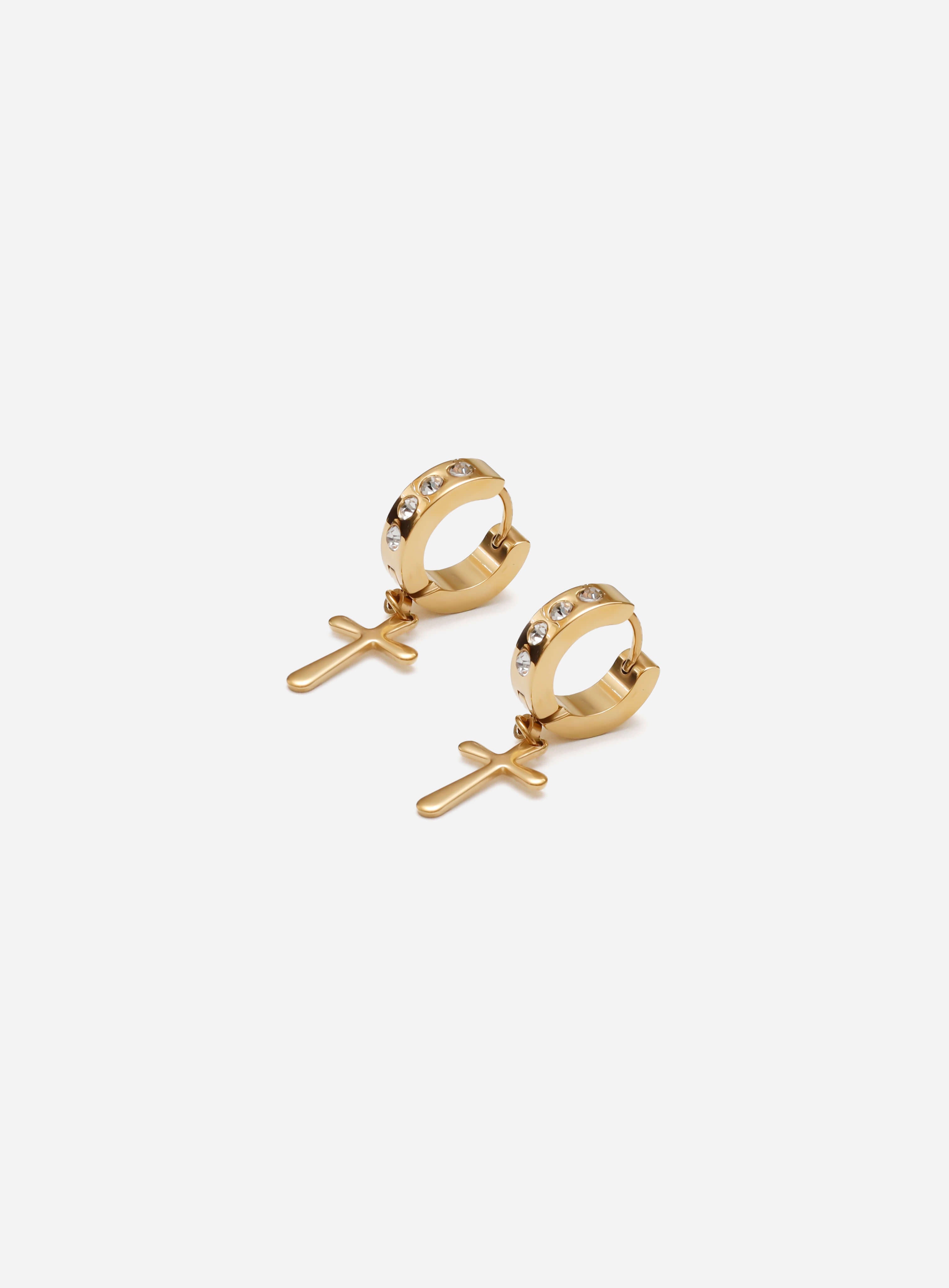 GD Egyptian Icy Hoop Earrings Gold Tone