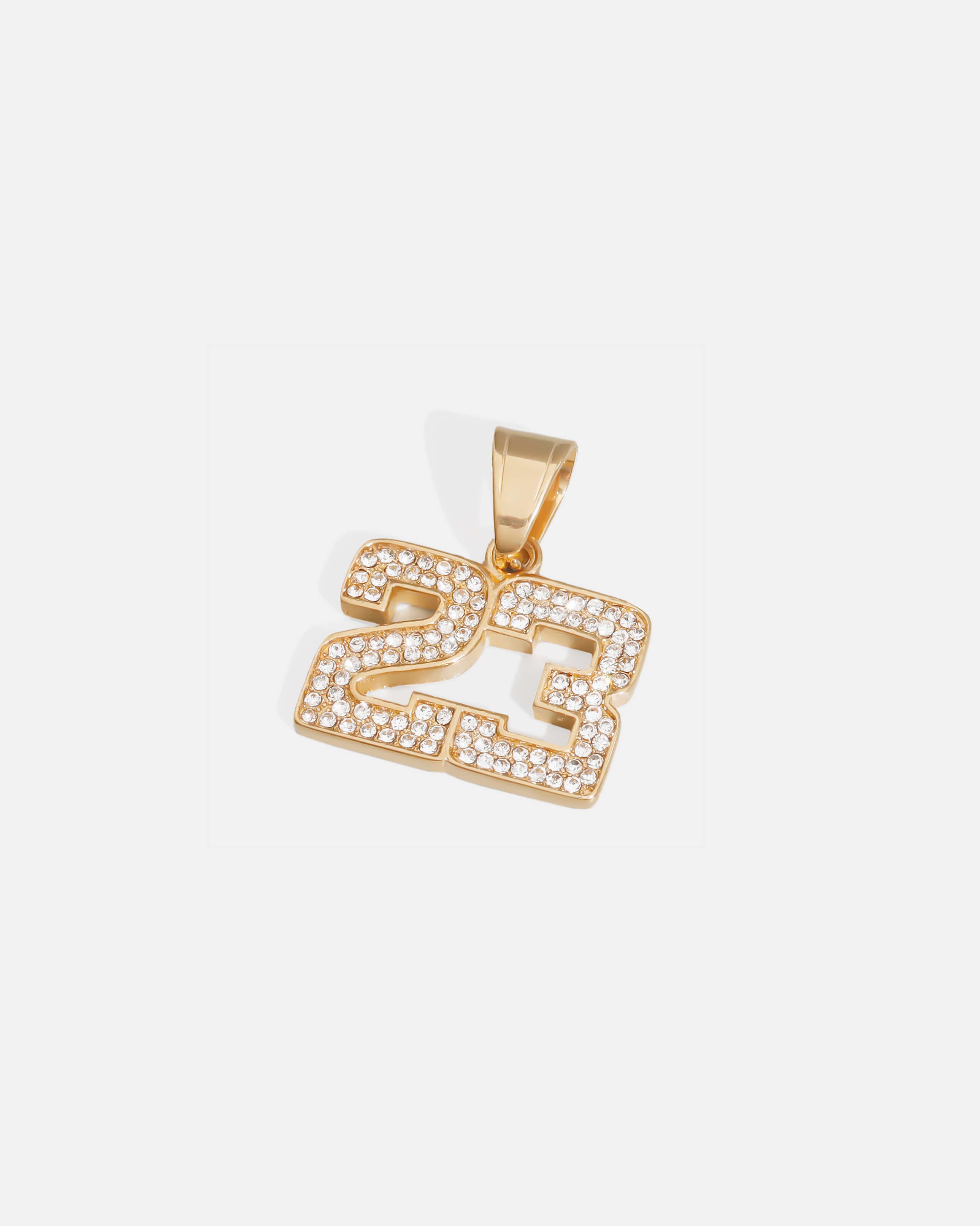 Number 23 Michael Jordan Iced Pendant Gold Tone