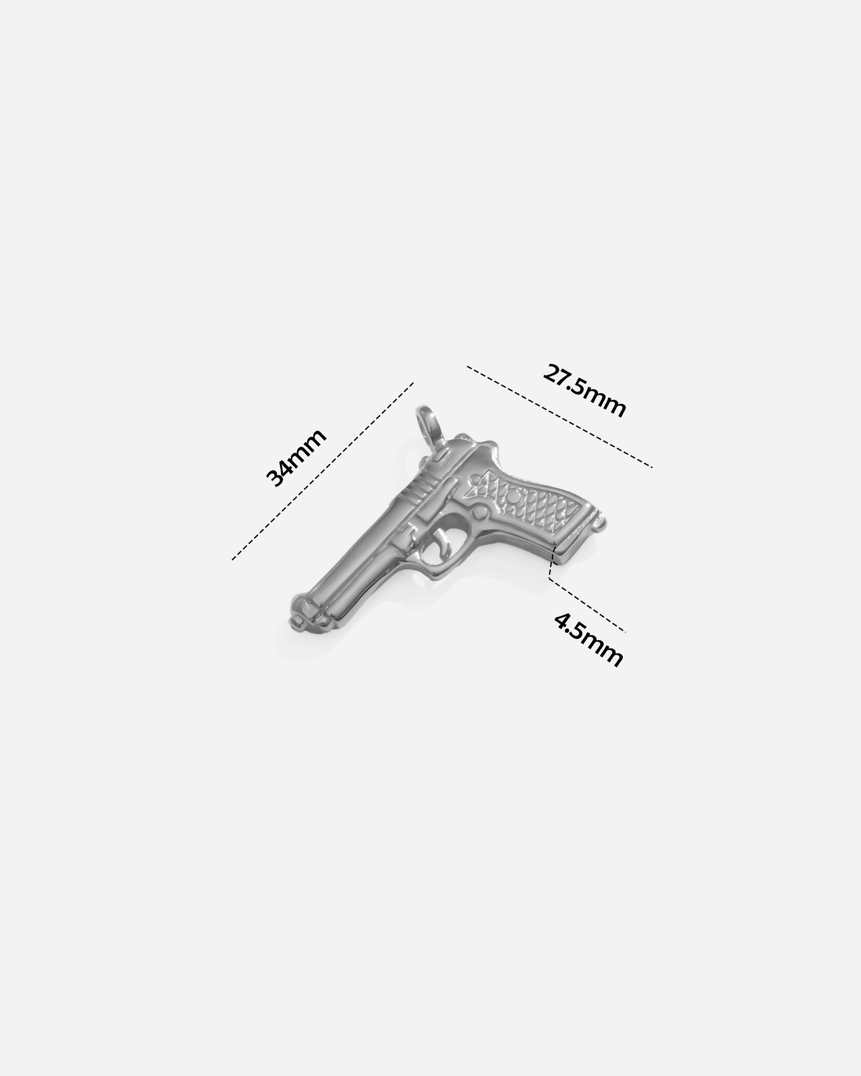 Mini Pistol Gun Pendant Silver Plated