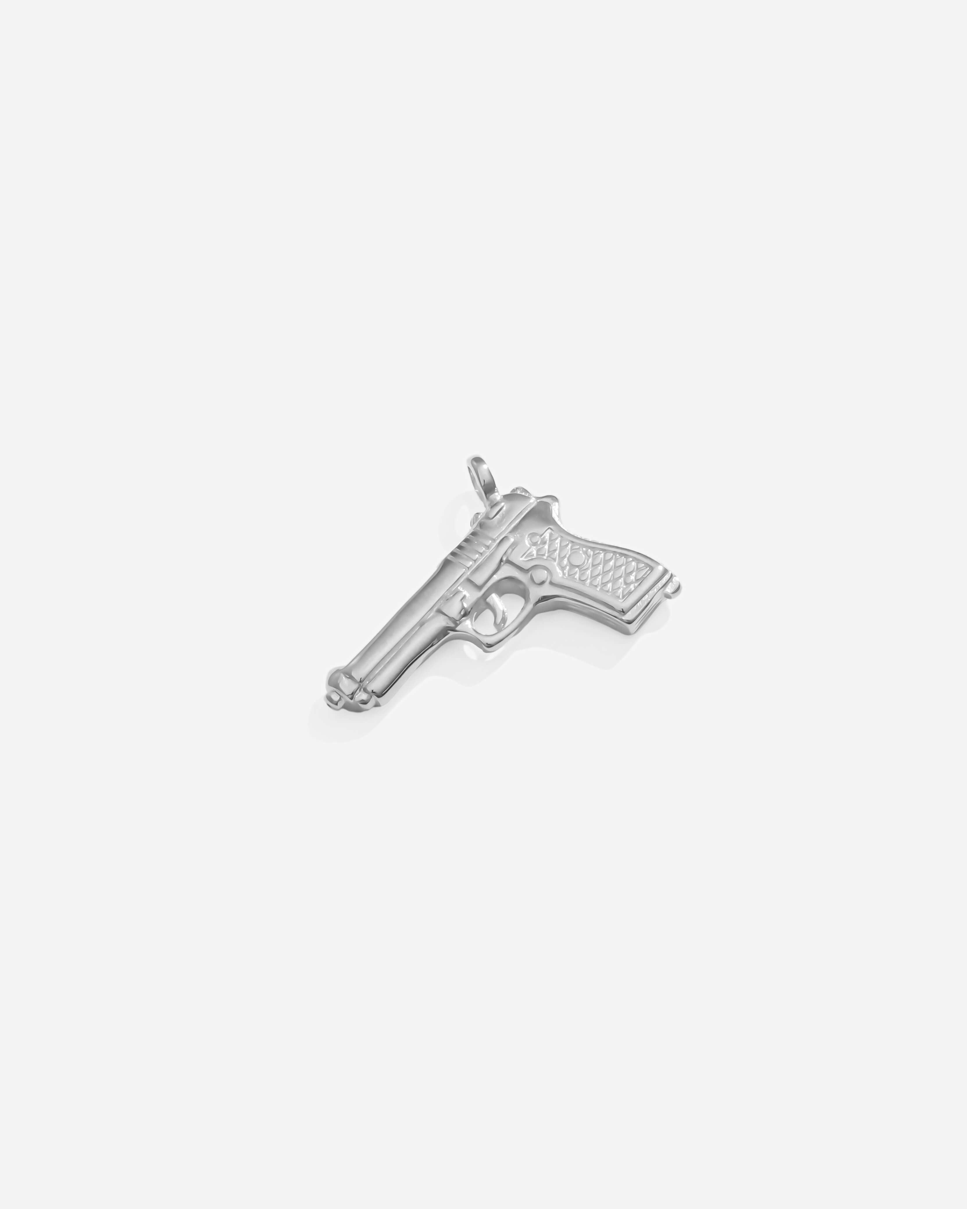 Mini Pistol Gun Pendant Silver Plated