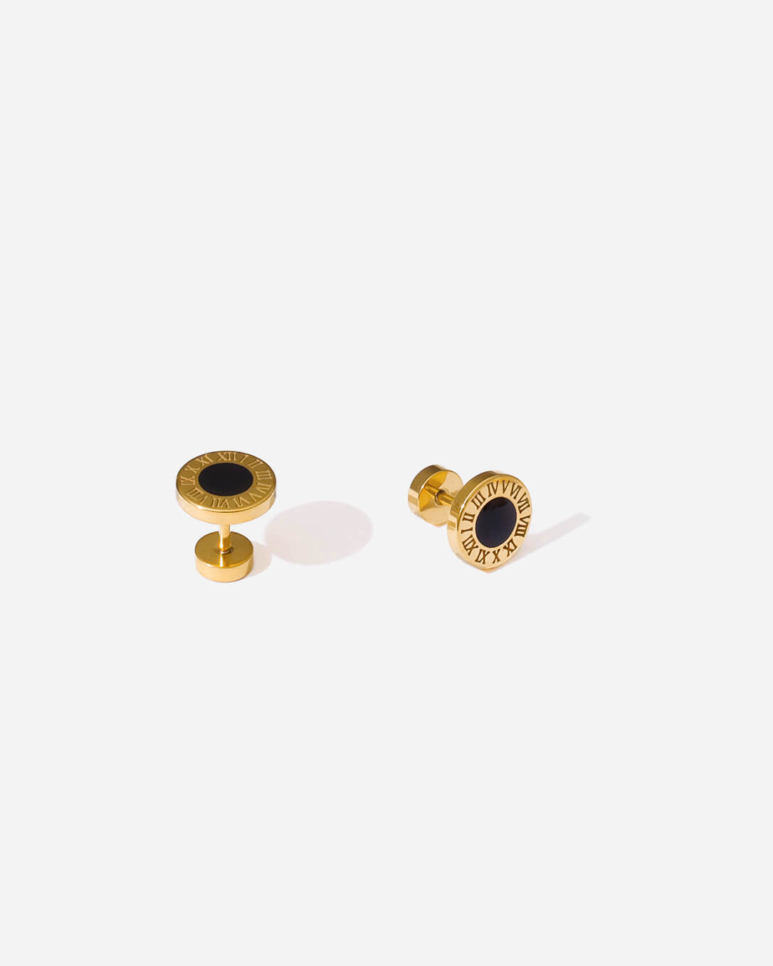 Roman Round Stud Earrings 12mm Gold Tone