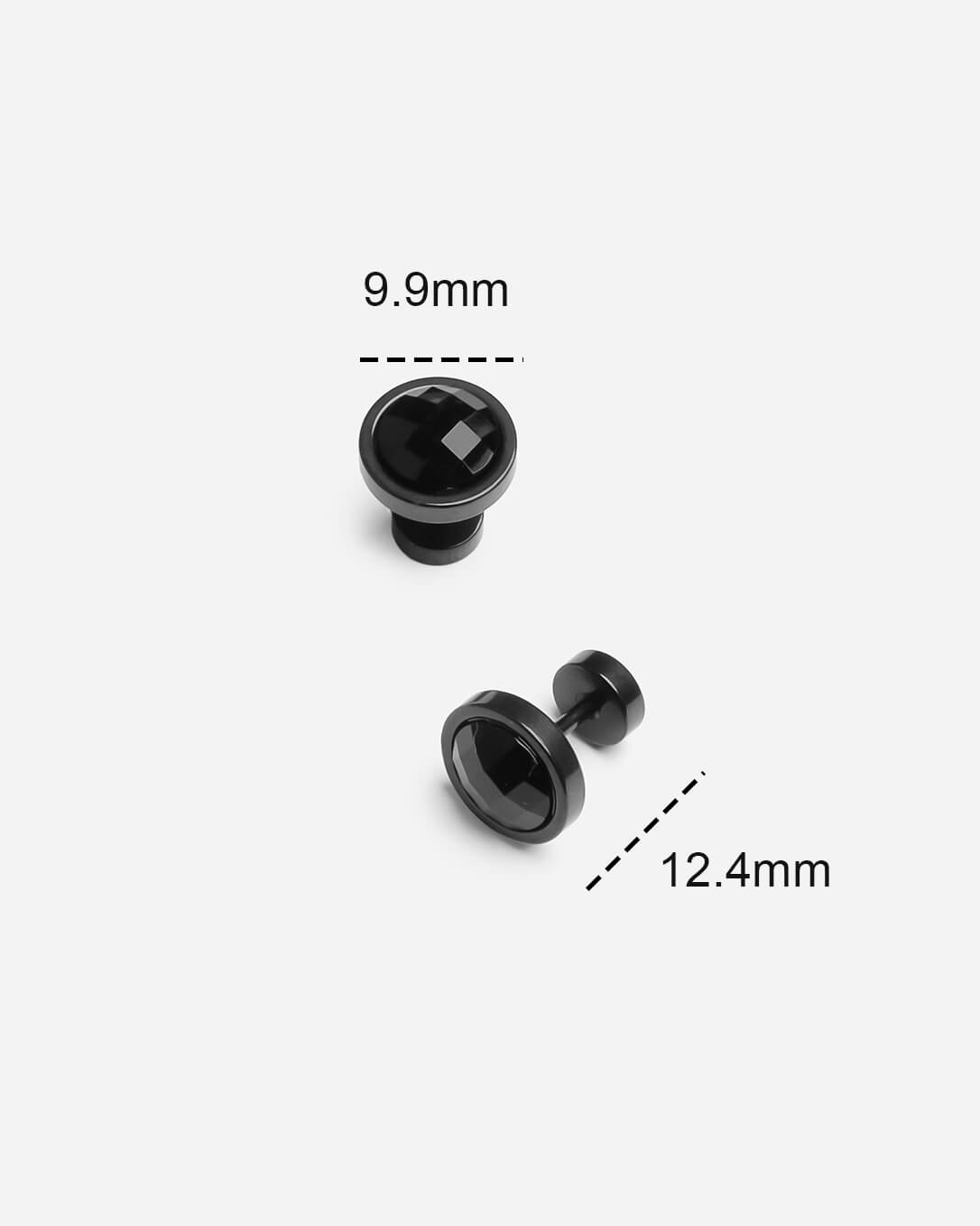 Black Round Stud Earrings 10mm