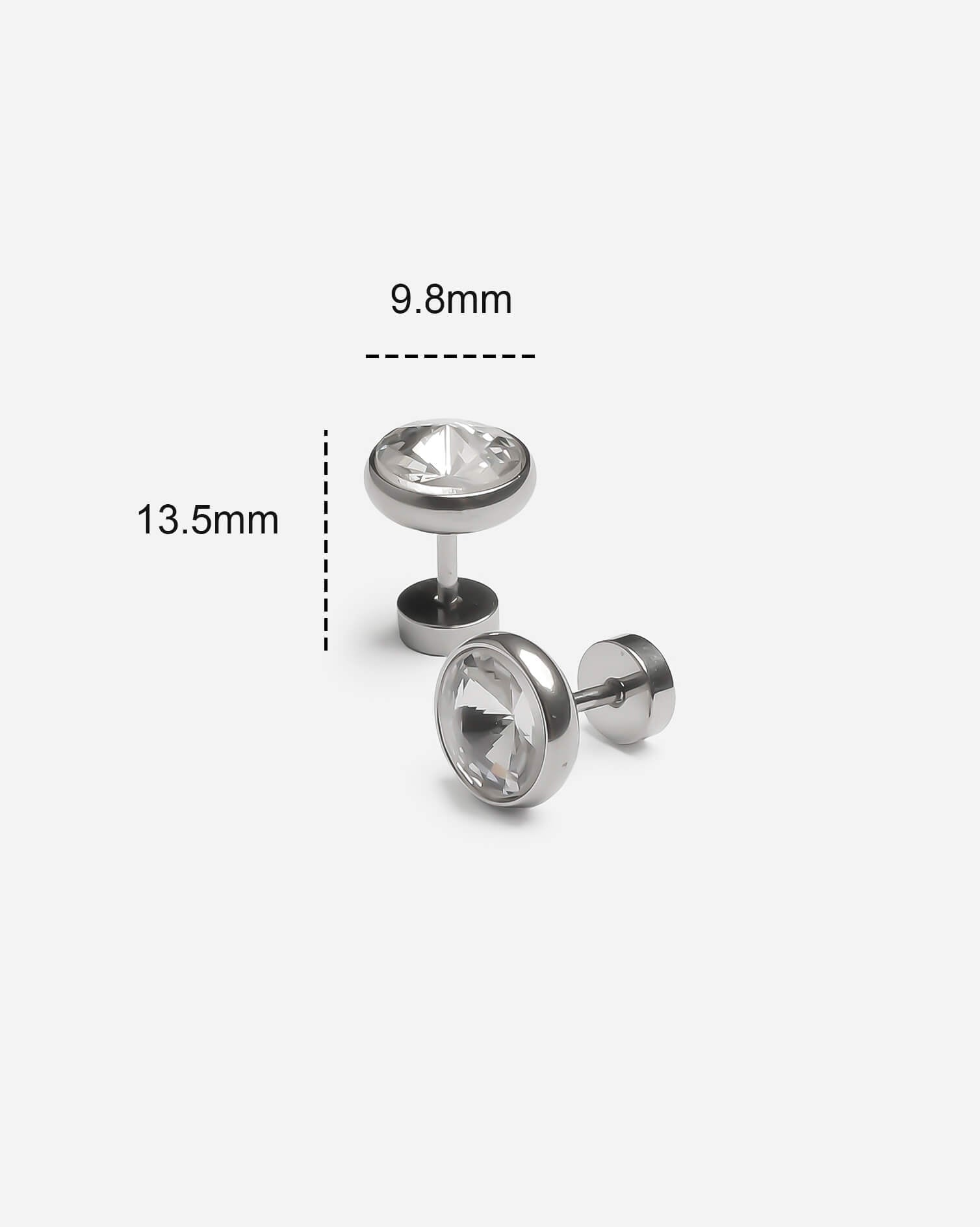 Round Zirconia Stud Earrings Silver Plated